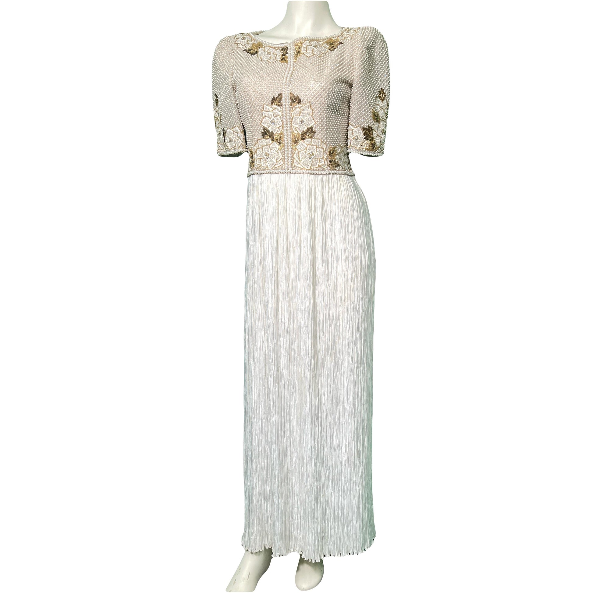 Mary McFadden Beaded Pleated Dress 1980