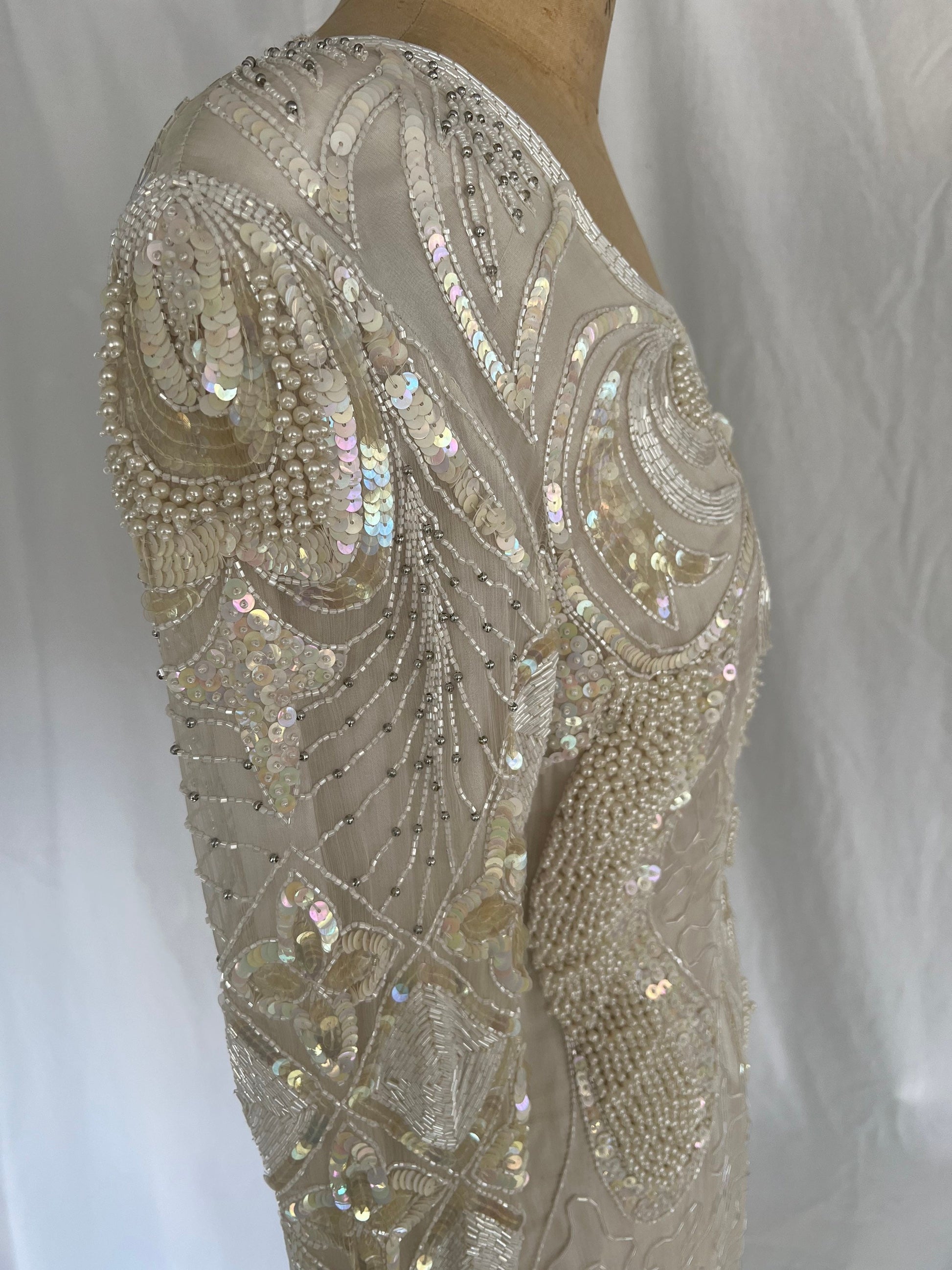 1980s Silk Sequin & Beaded Dress with Original Tags