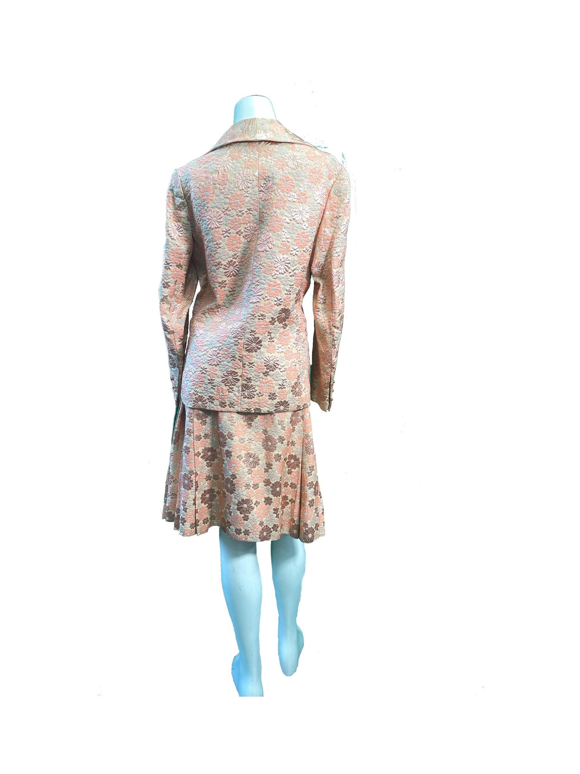 Metalic Brocade 1970 Skirt Suit