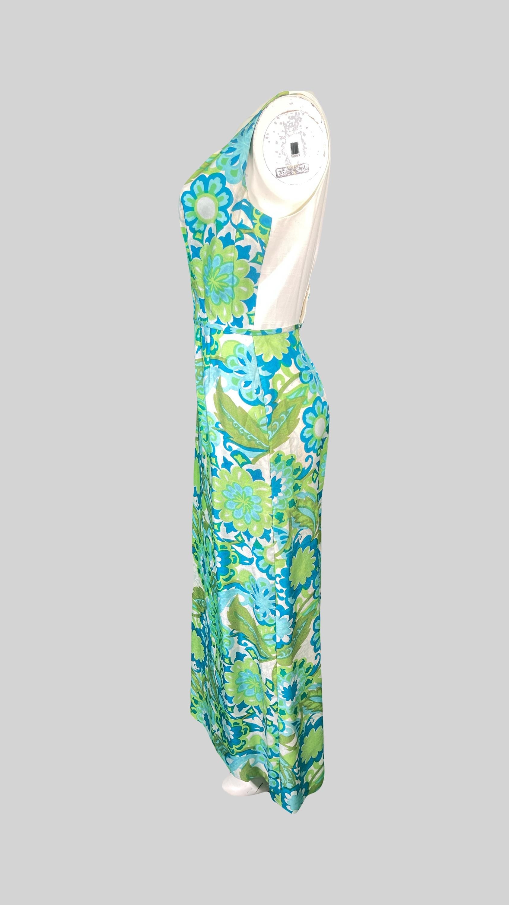 1970’s Silk Printed Sleeveless Dress with Jacket