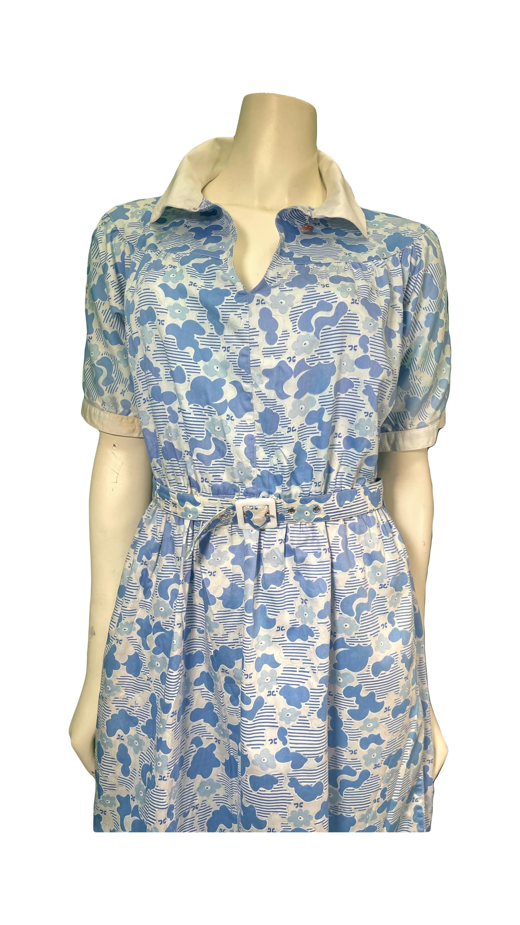 Courreges Hand Print Cotton Dress