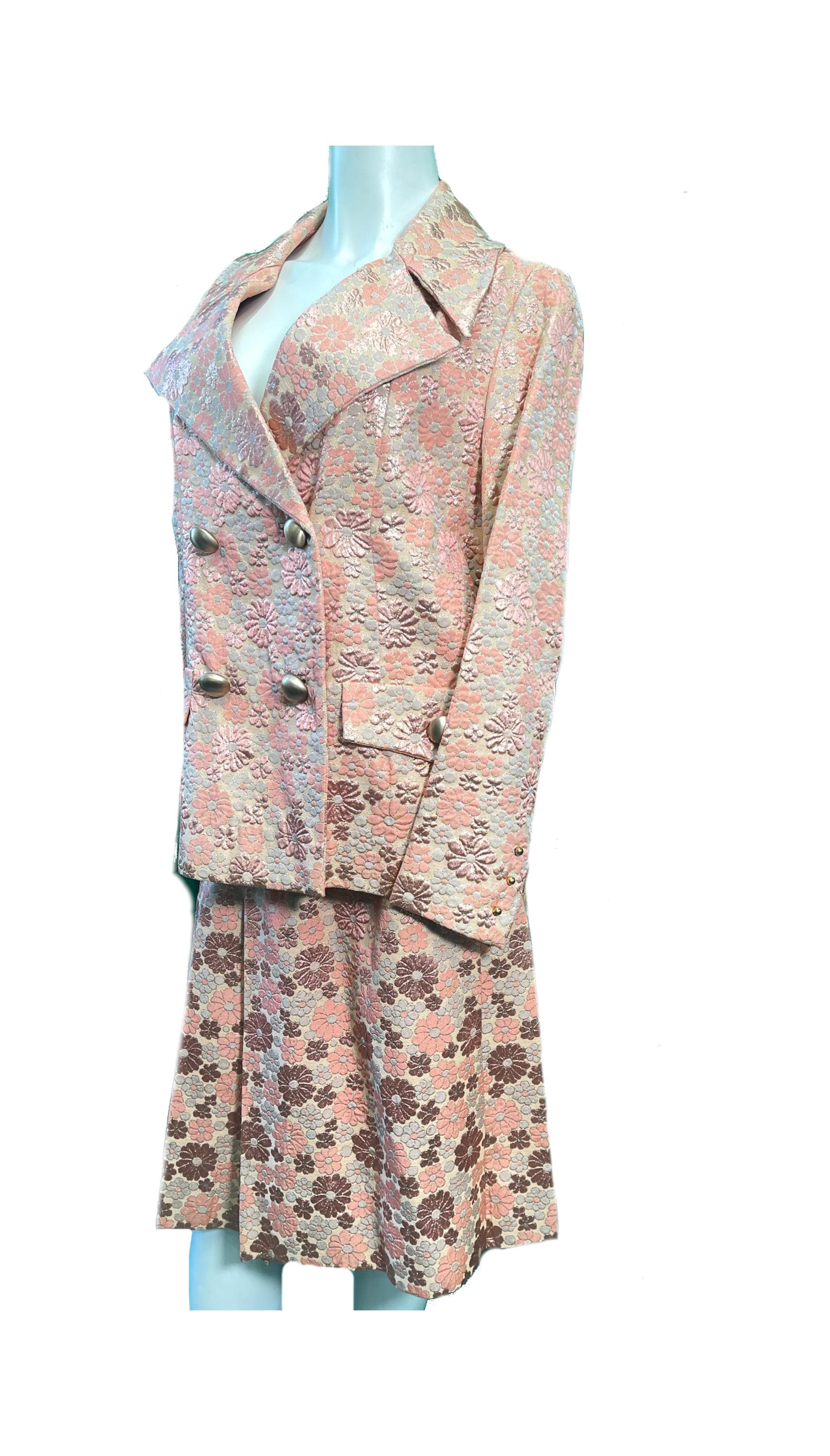 Metalic Brocade 1970 Skirt Suit