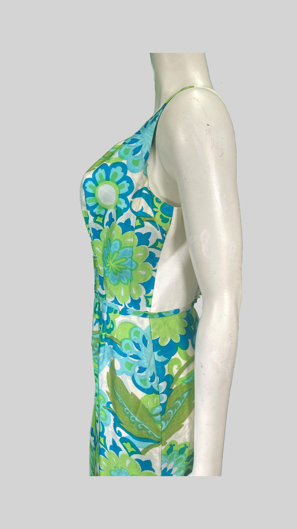 1970’s Silk Printed Sleeveless Dress with Jacket