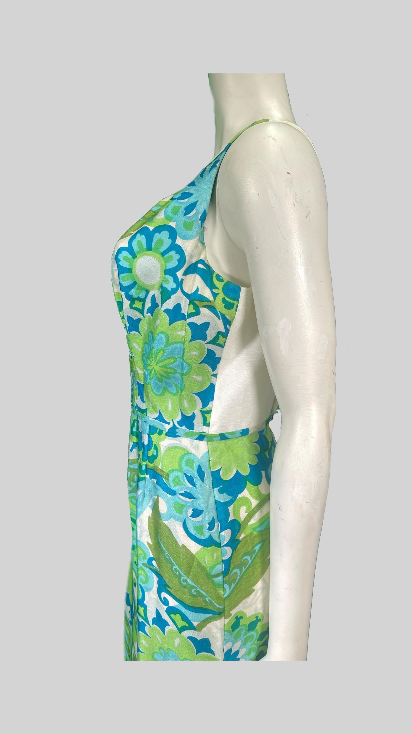 1970’s Silk Printed Sleeveless Dress with Jacket