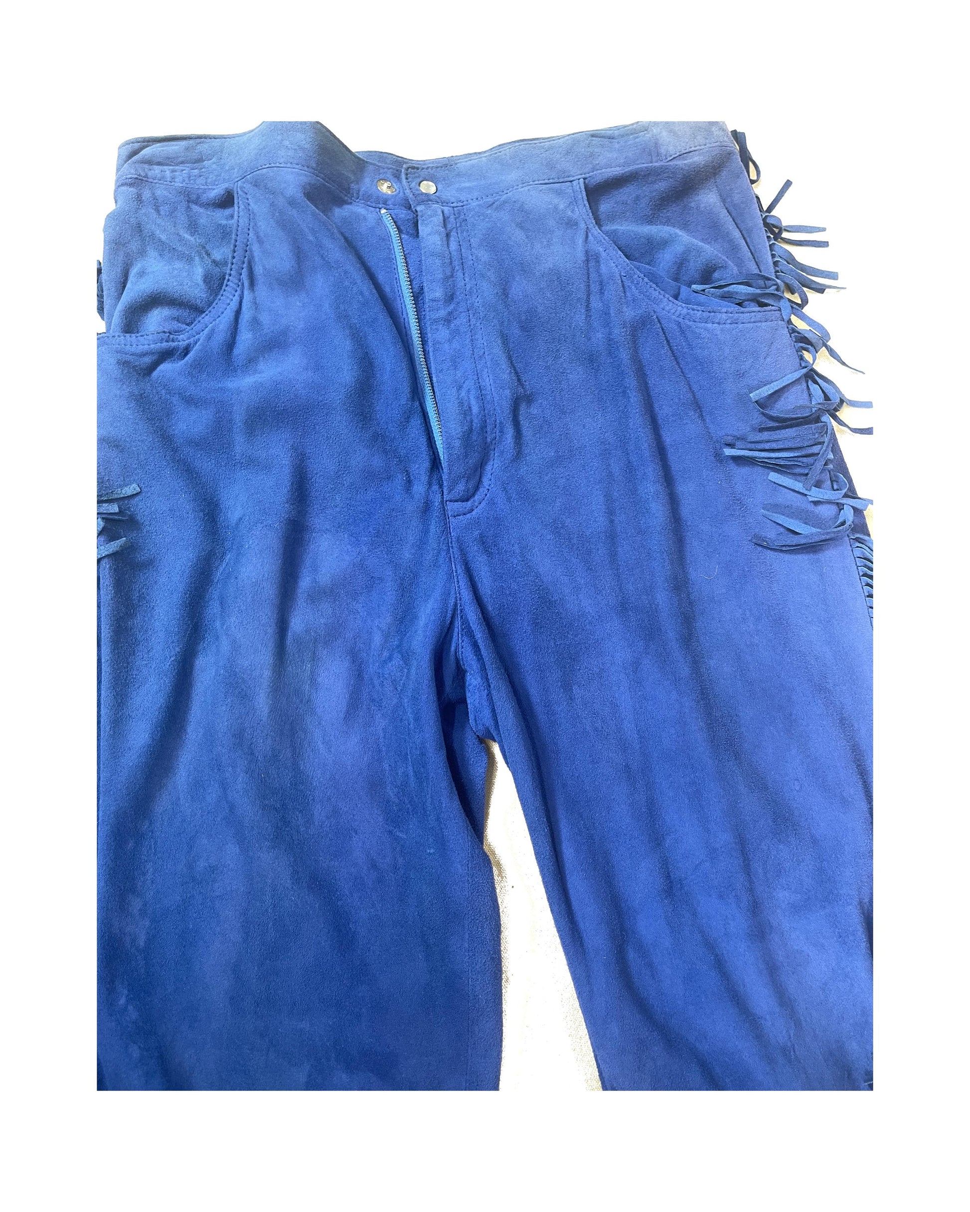 1970s Blue Fringed Buckskin Jeans
