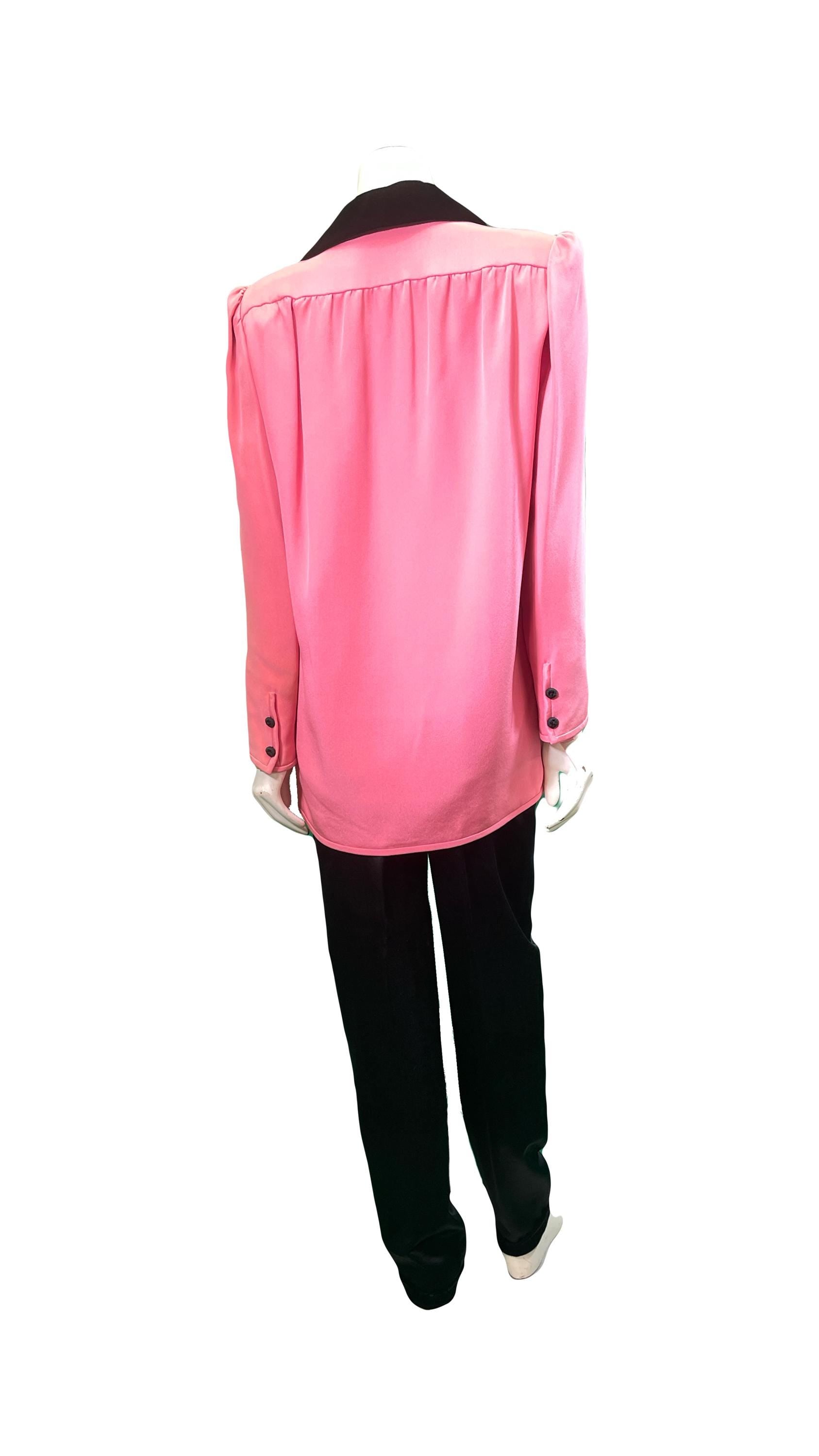 Valentino 1980s Pink Tux jacket with Black Satin Pants