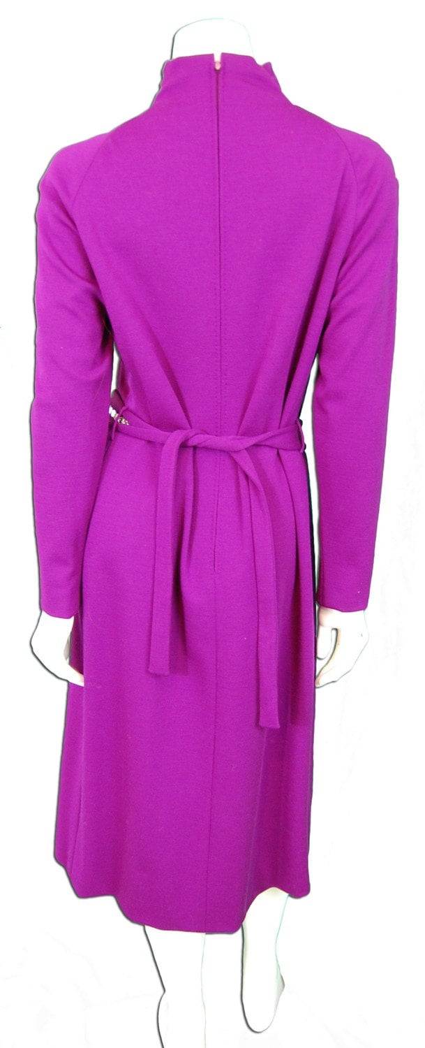 Pauline Trigere Plum Jersey Knit Dress