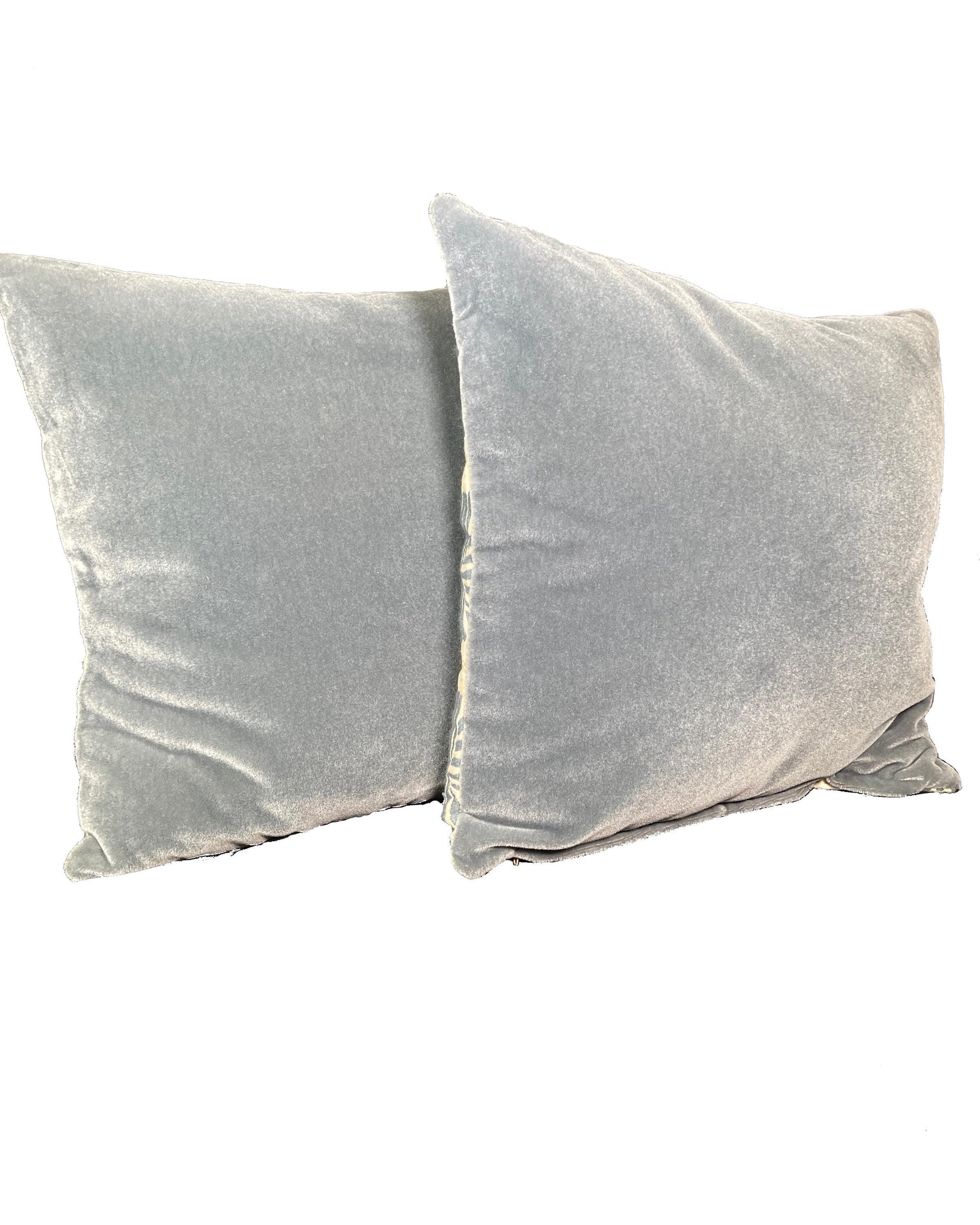 Pillow Cover, Set Of 2, Blue Zebra Stripe Squares, With Zipper