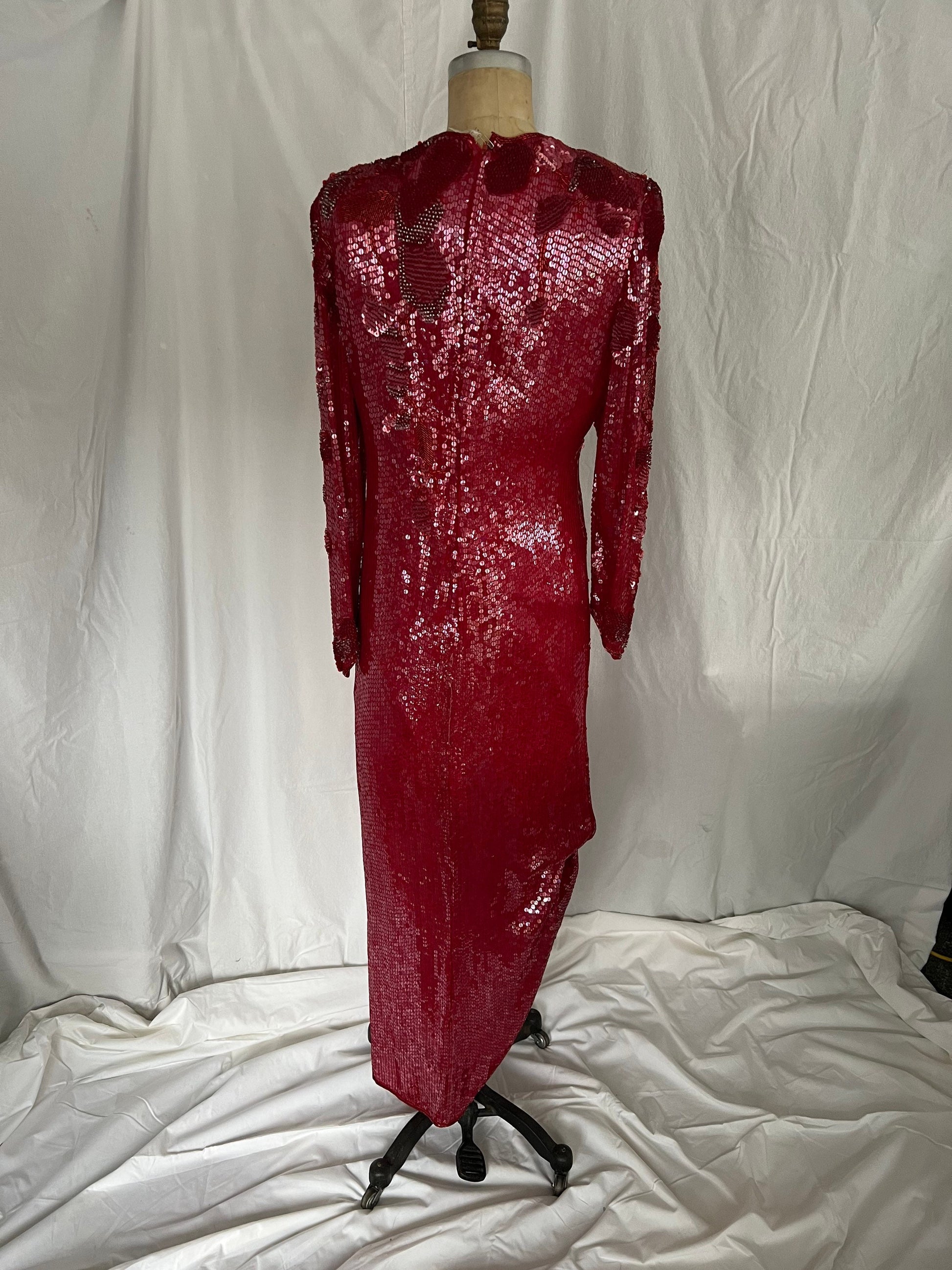 Hand beaded Long Sleeve Silk Gown