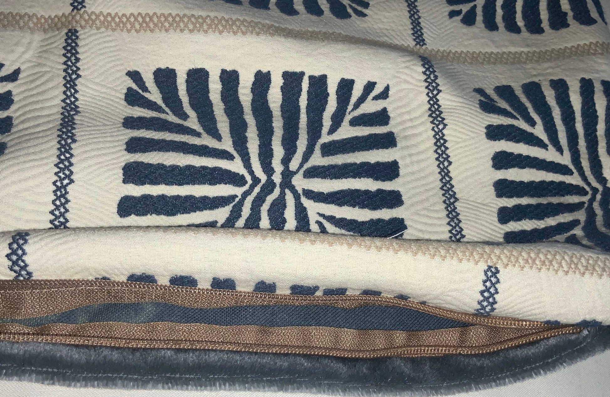 Pillow Cover, Set Of 2, Blue Zebra Stripe Squares, With Zipper