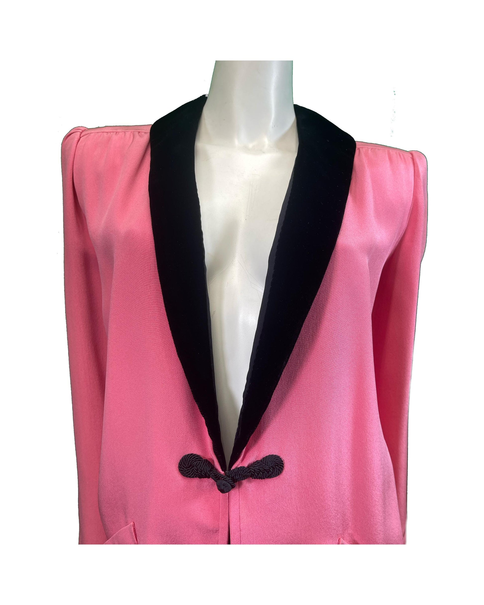 Valentino 1980s Pink Tux jacket with Black Satin Pants
