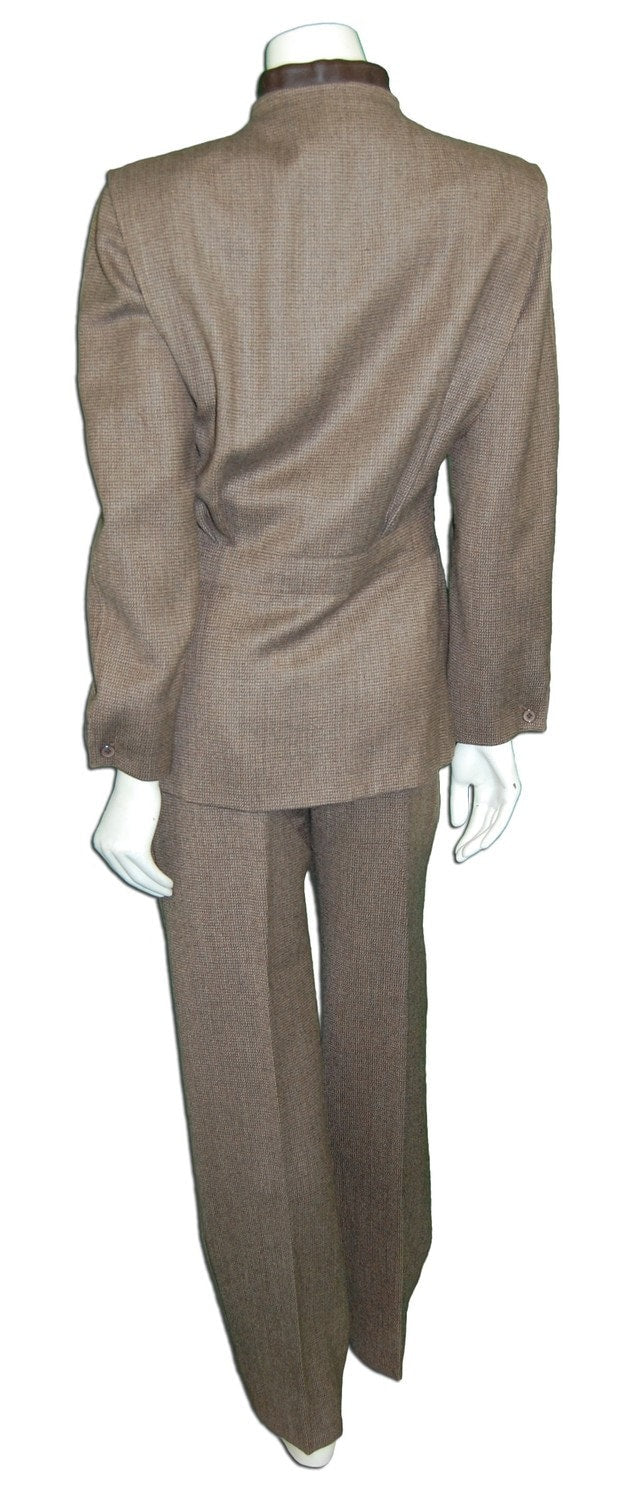 1970s Vintage Basile Wool and Leather Suit