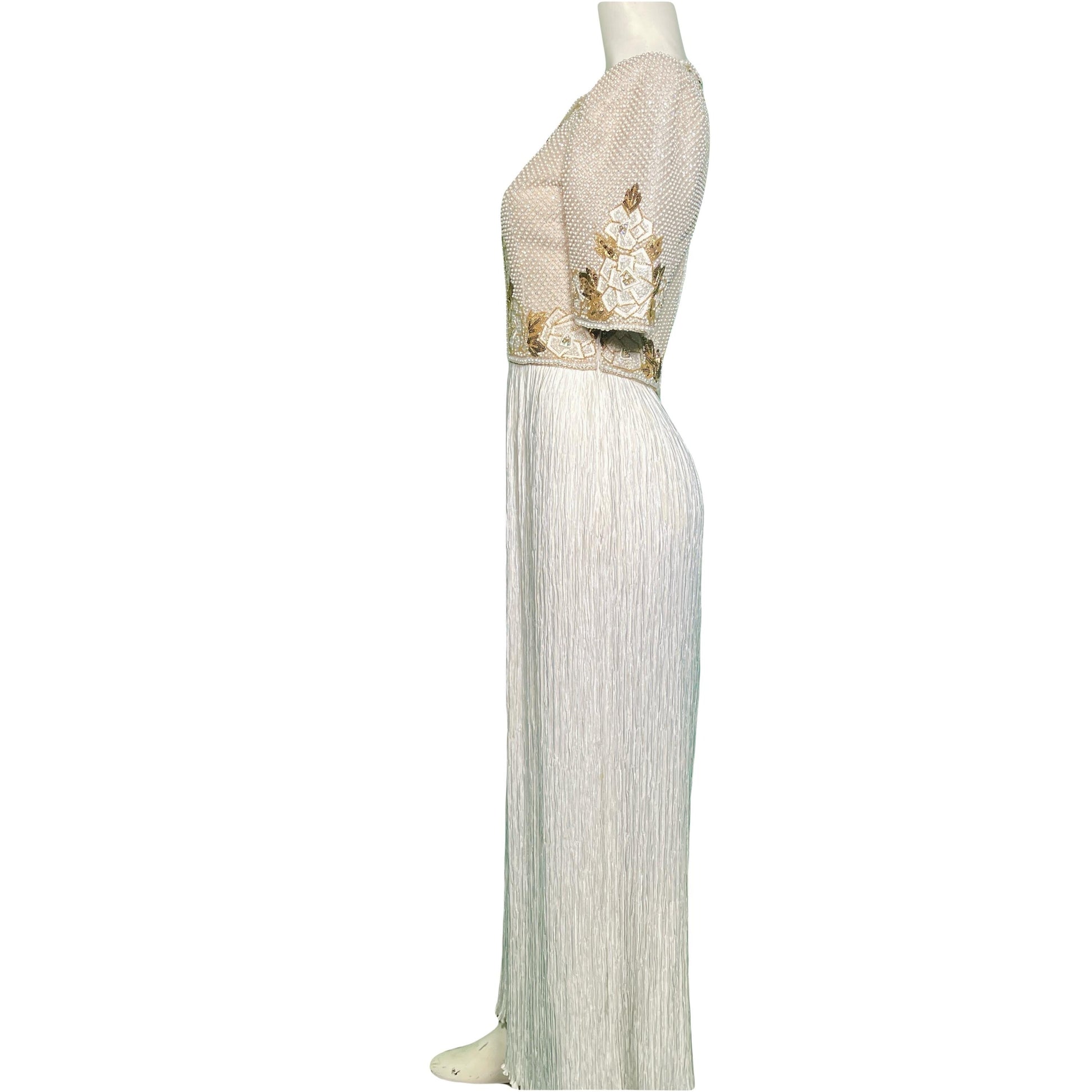 Mary McFadden Beaded Pleated Dress 1980