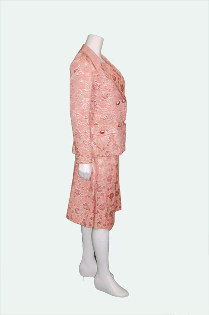 Metalic Brocade 1970 Skirt Suit