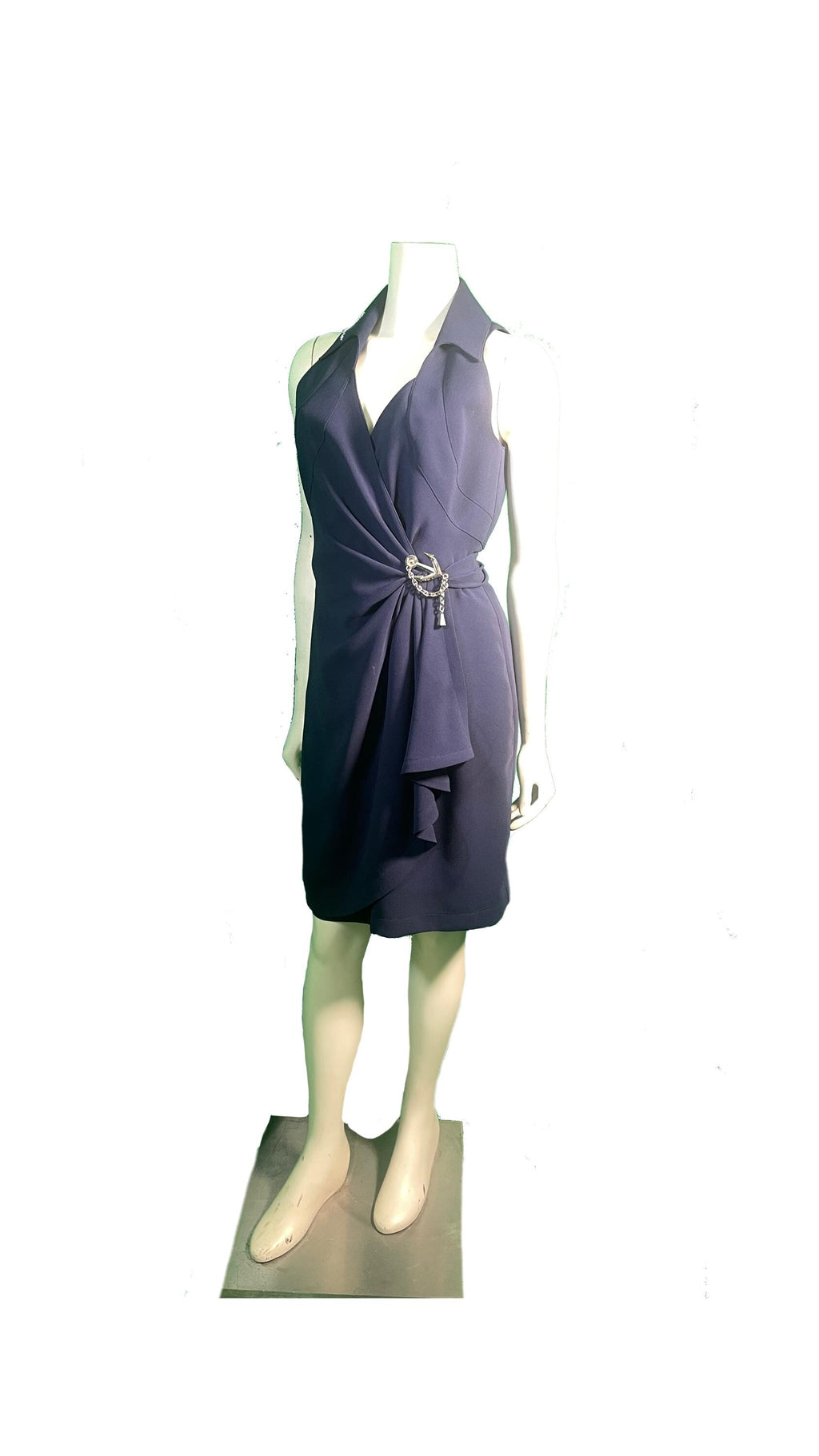 Thierry Mugler 1990s Navy Sleeveless Wrap Dress
