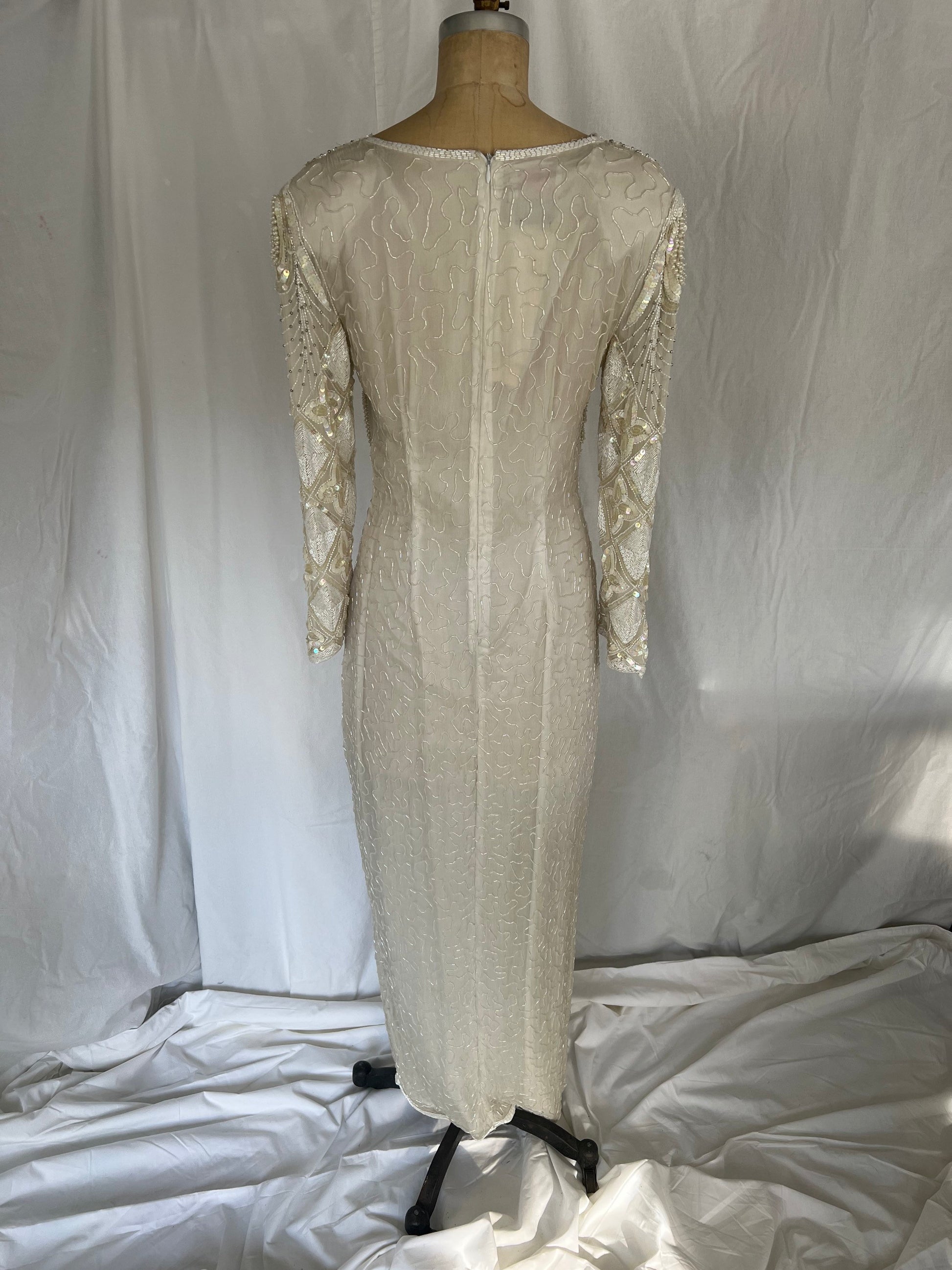 1980s Silk Sequin & Beaded Dress with Original Tags