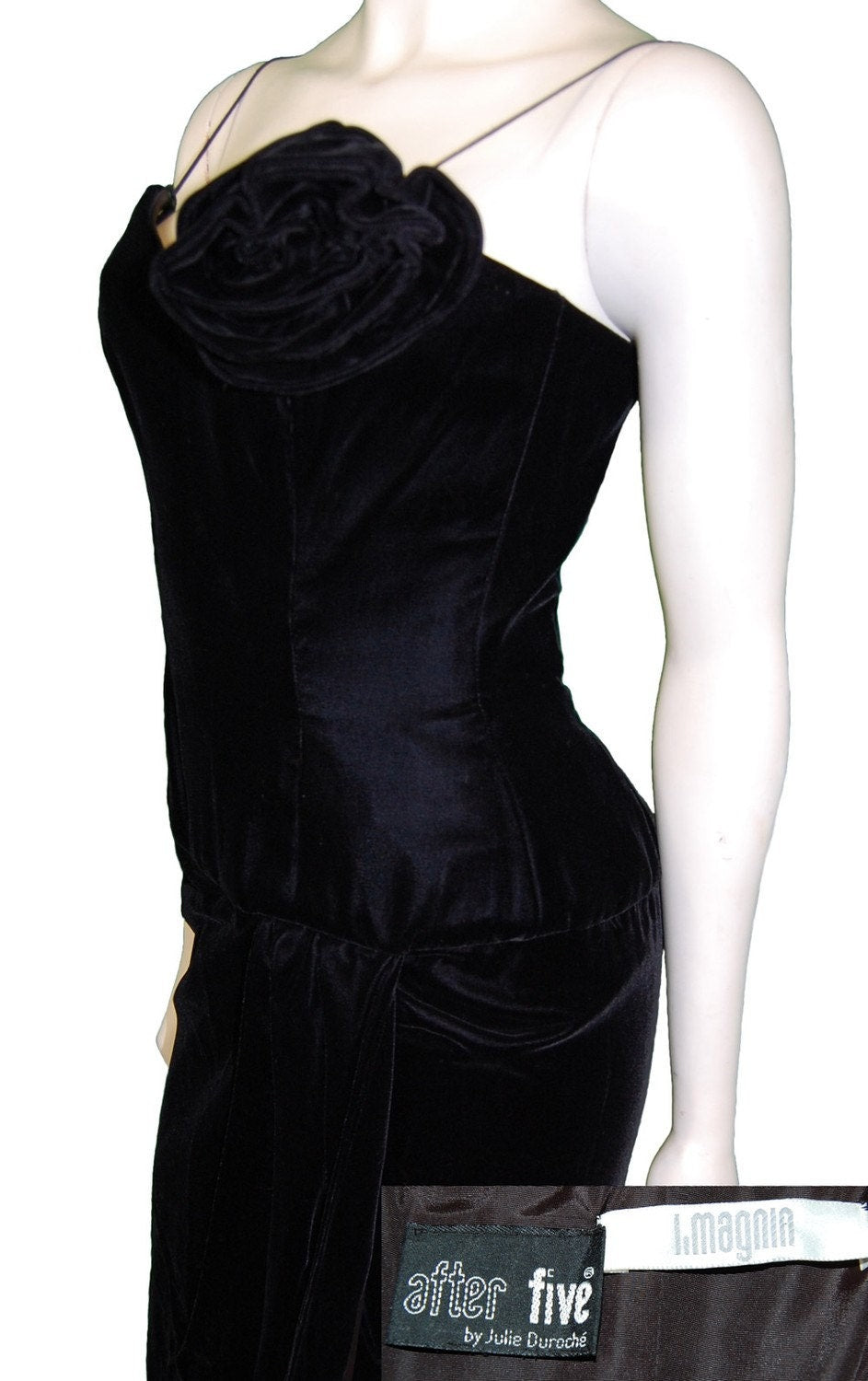 1980s Vintage After 5 Black Velvet Cocktail Dress