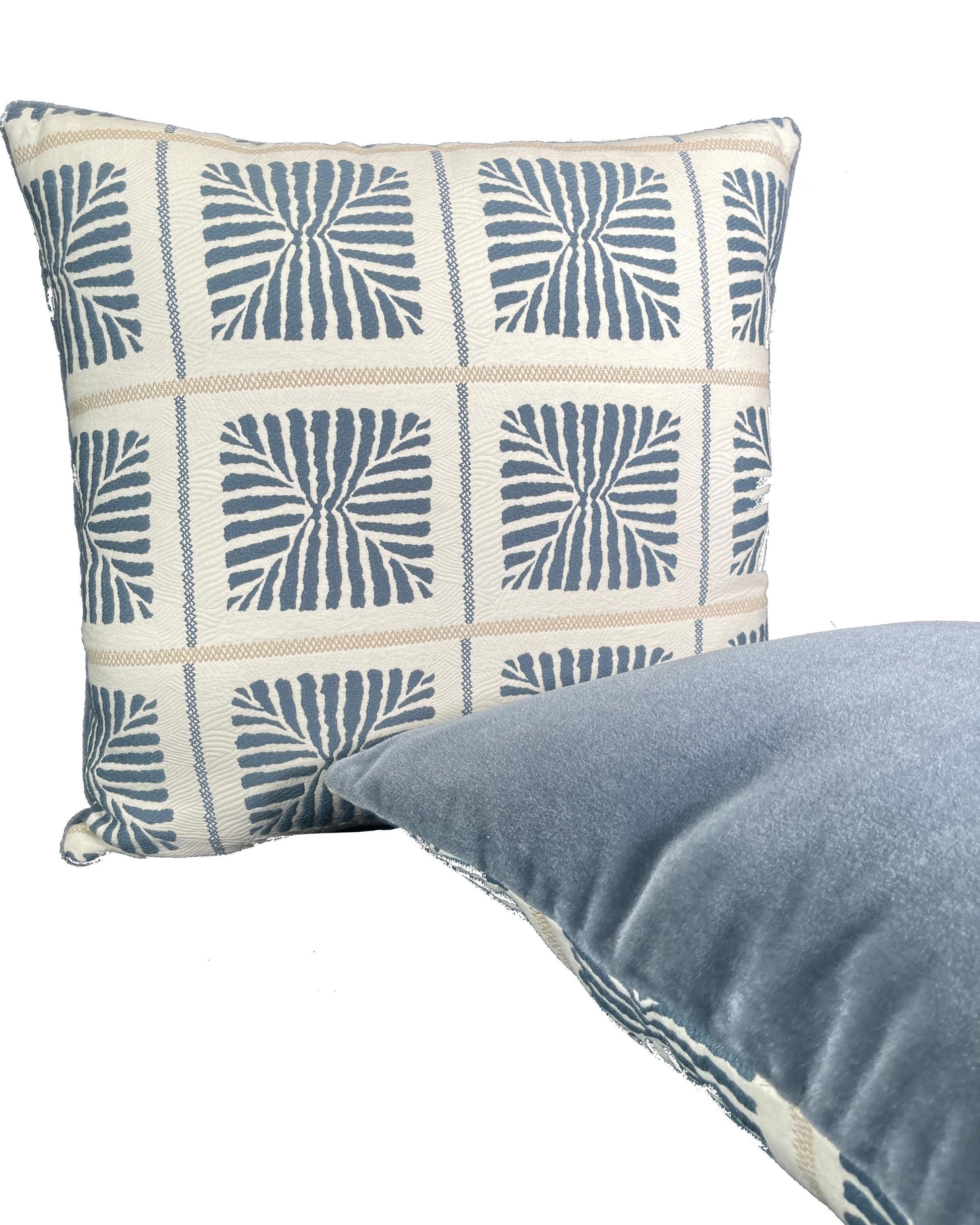 Pillow Cover, Set Of 2, Blue Zebra Stripe Squares, With Zipper