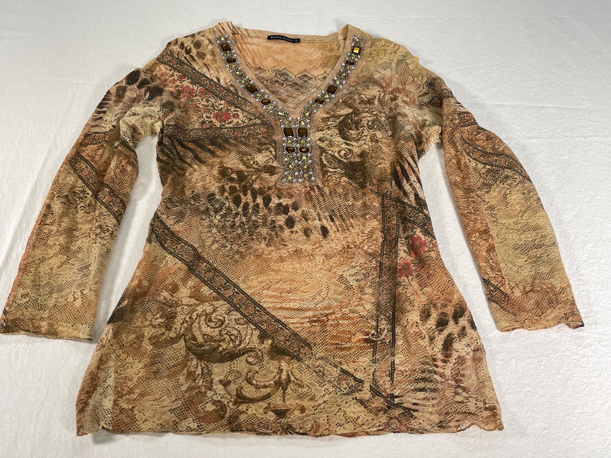 David Cline Beaded Neckline Tee