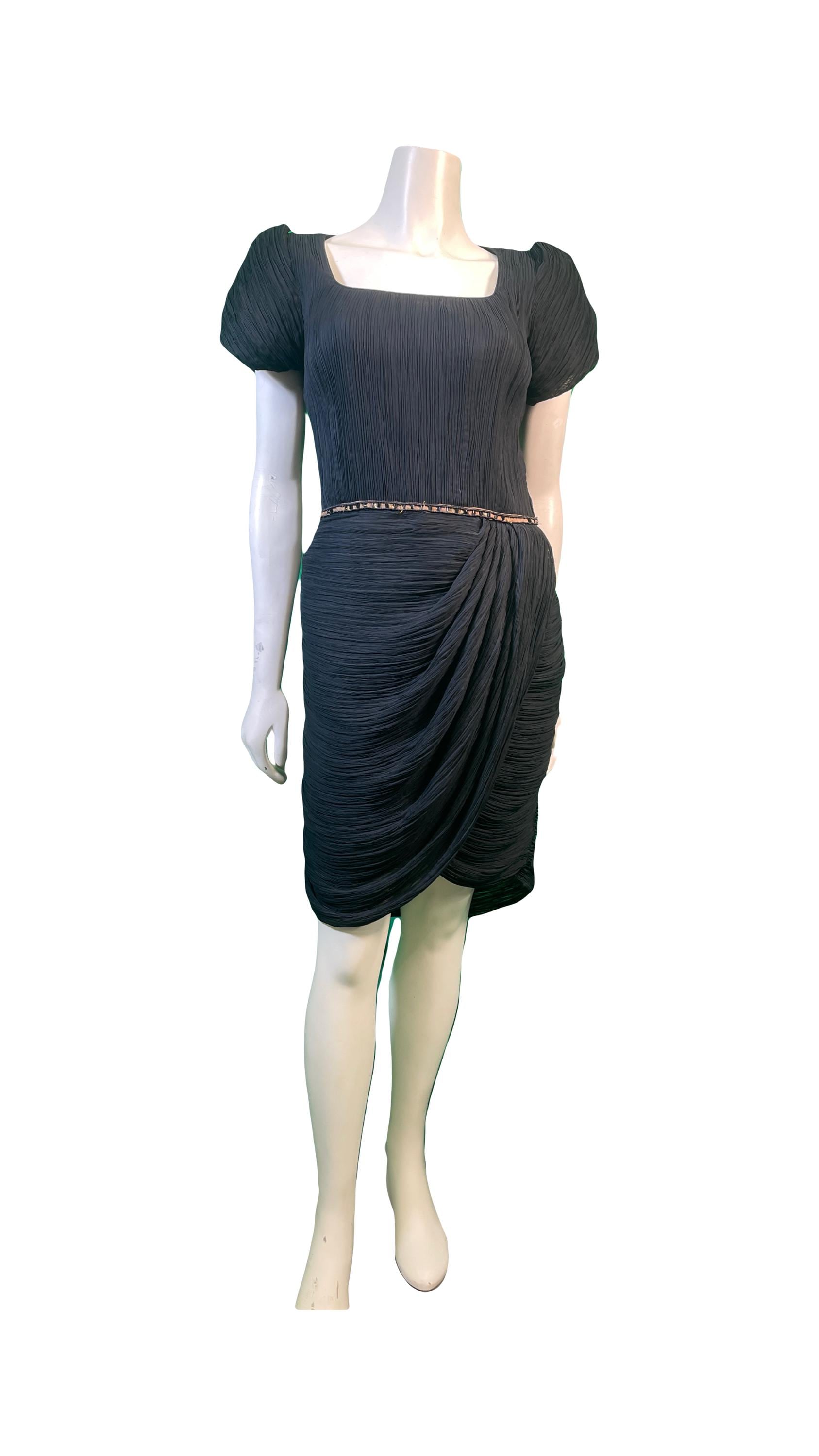 1980s Mary McFadden Couture Little Black Dress