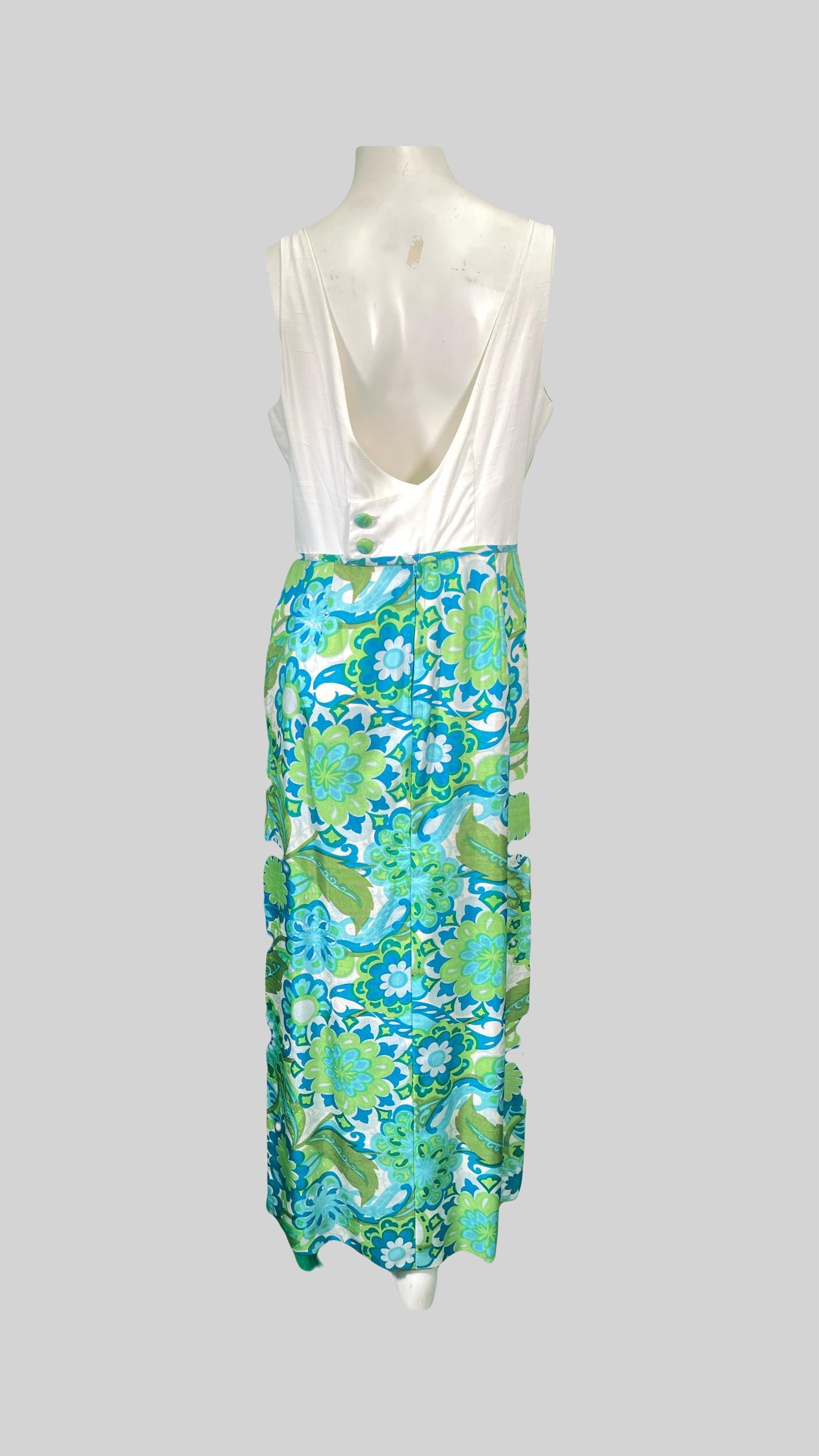 1970’s Silk Printed Sleeveless Dress with Jacket
