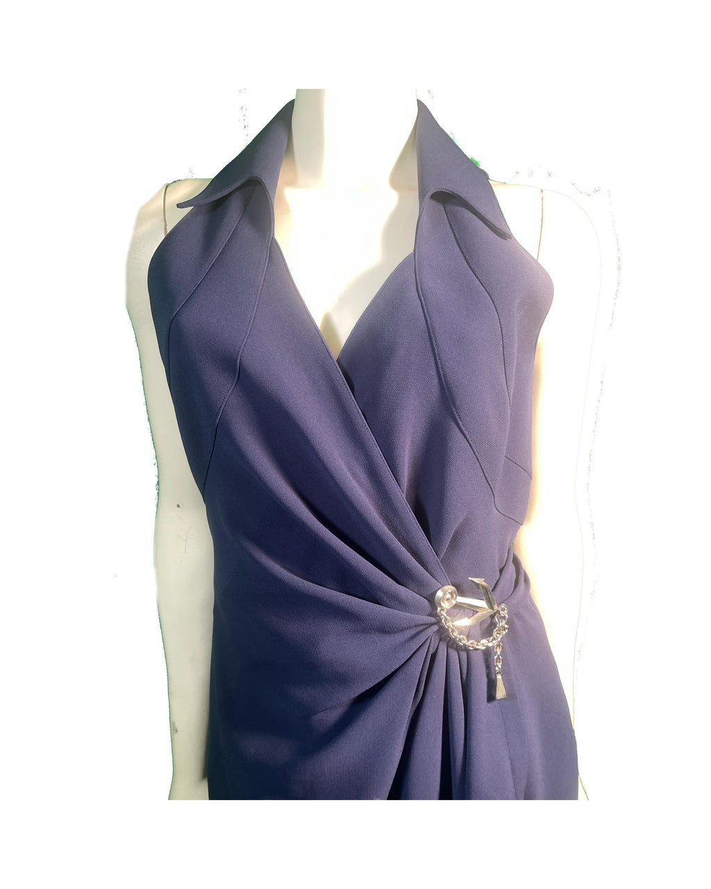 Thierry Mugler 1990s Navy Sleeveless Wrap Dress