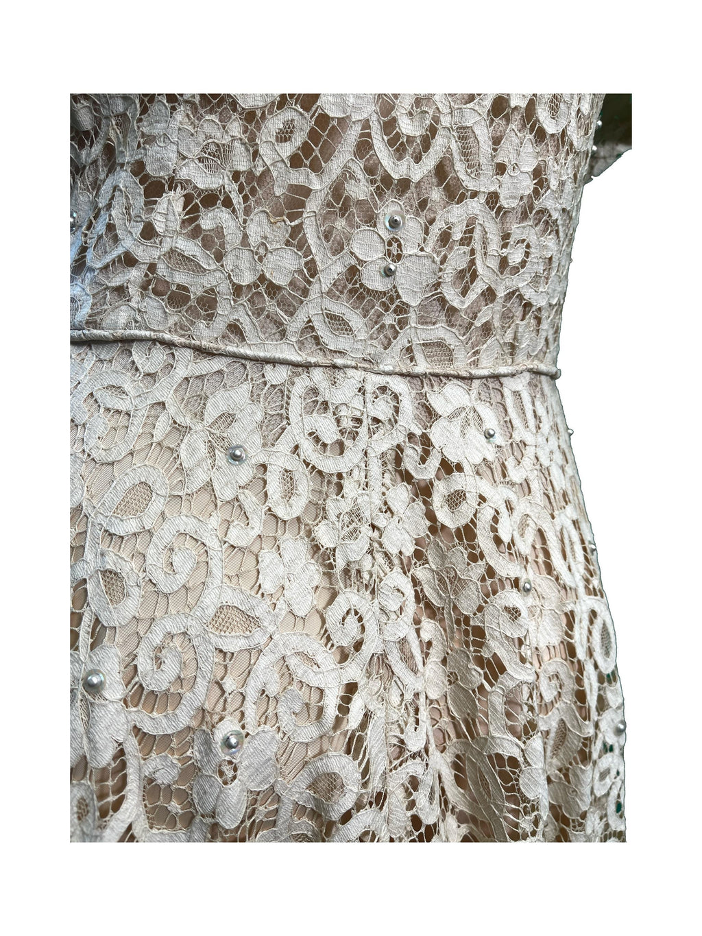 Ivory Lace Dress with pearl and sequin detailing from 1950’s