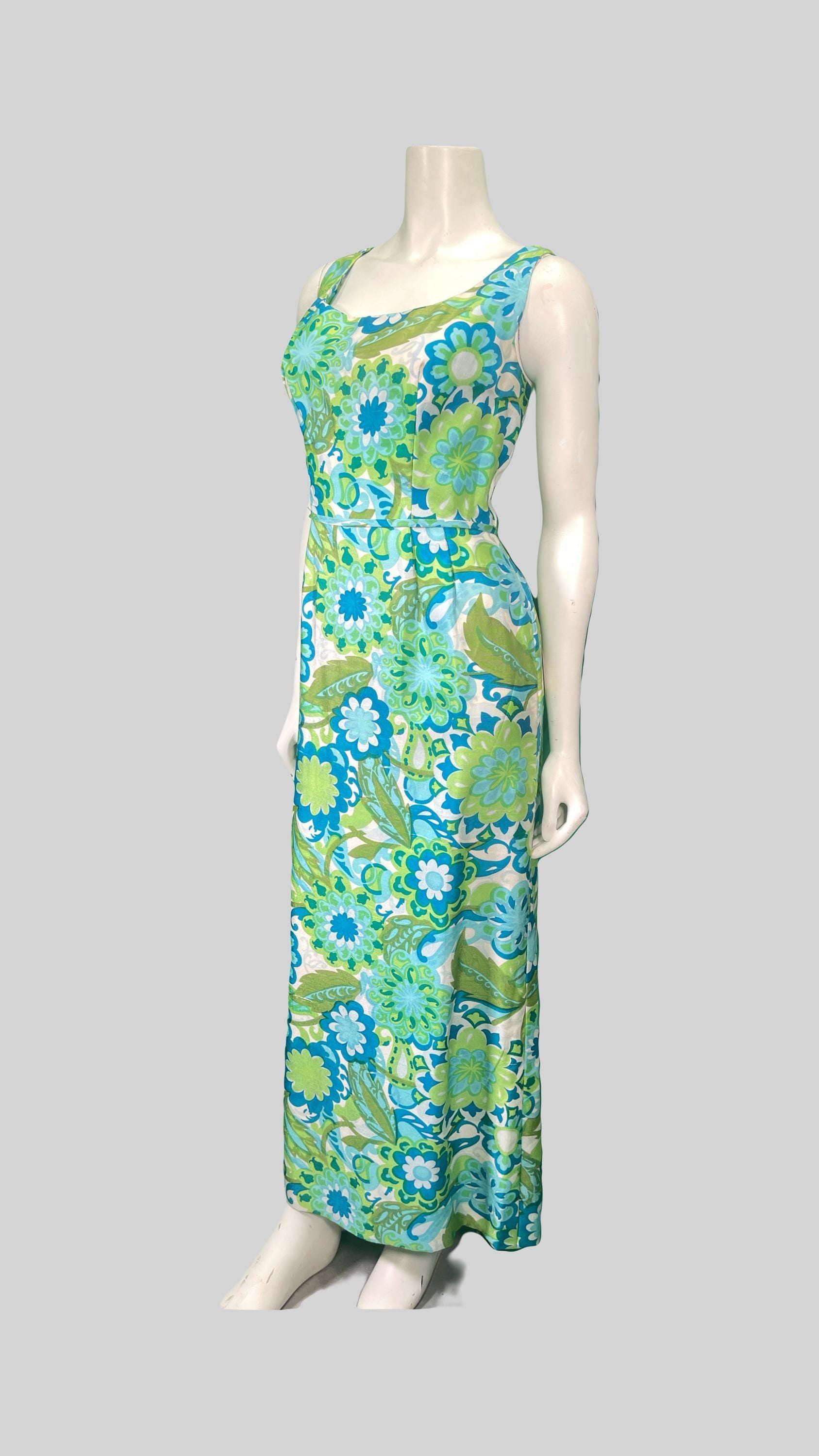 1970’s Silk Printed Sleeveless Dress with Jacket