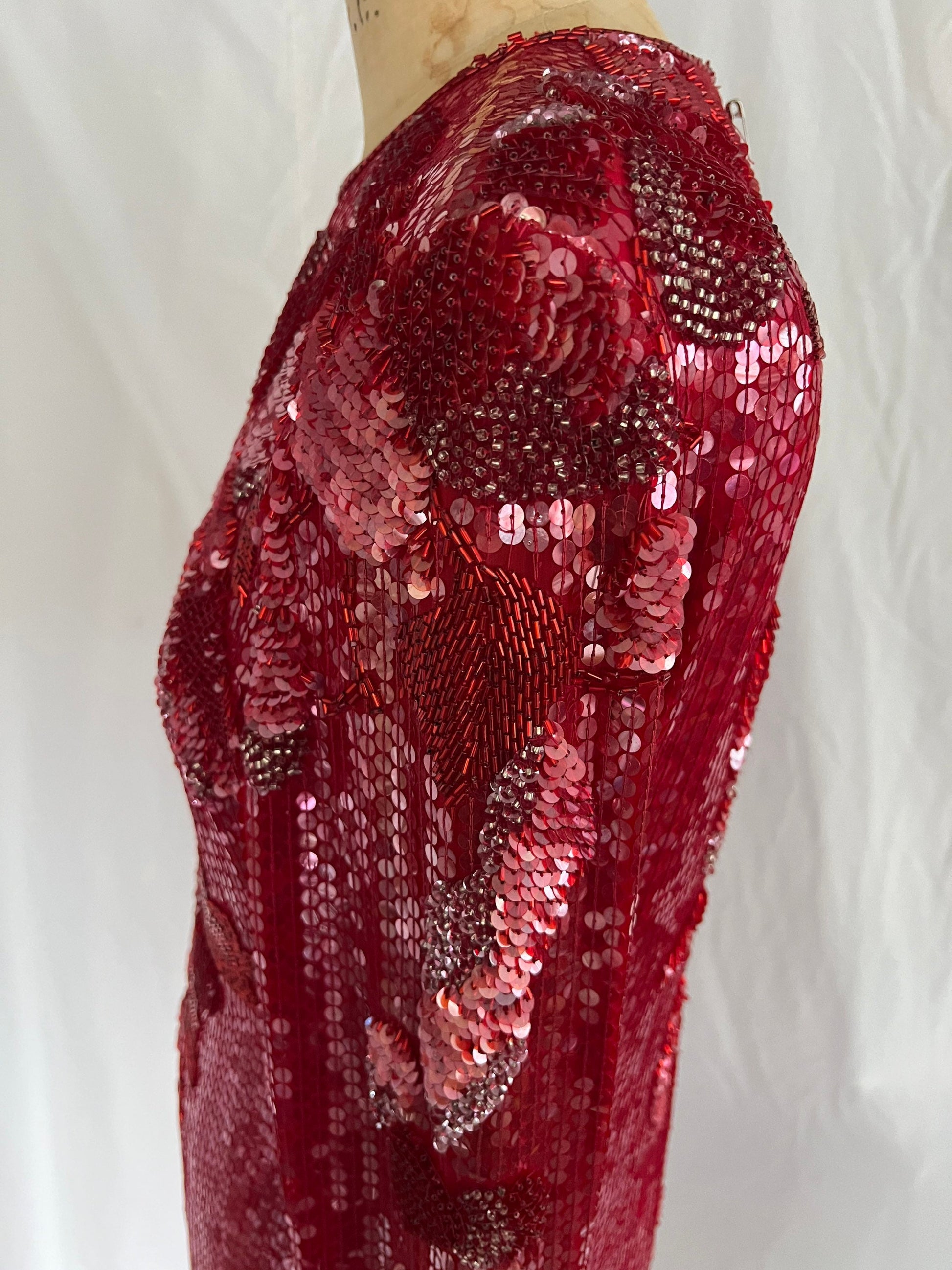 Hand beaded Long Sleeve Silk Gown