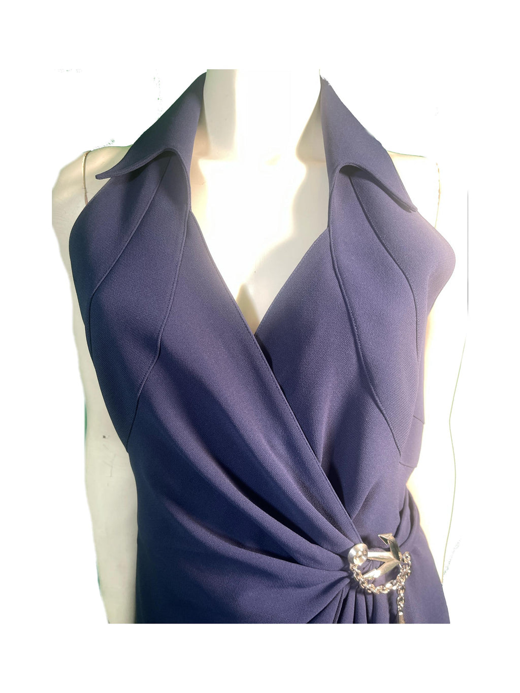 Thierry Mugler 1990s Navy Sleeveless Wrap Dress