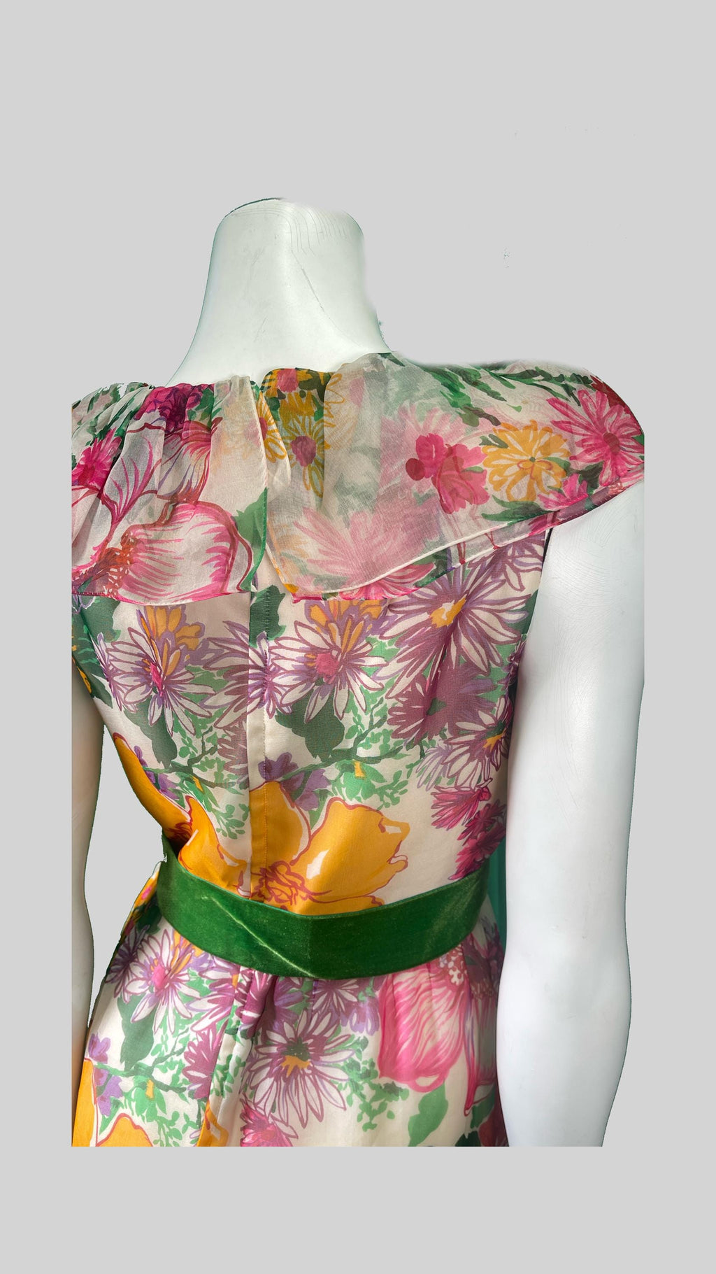 1970s Printed Silk Party Dress