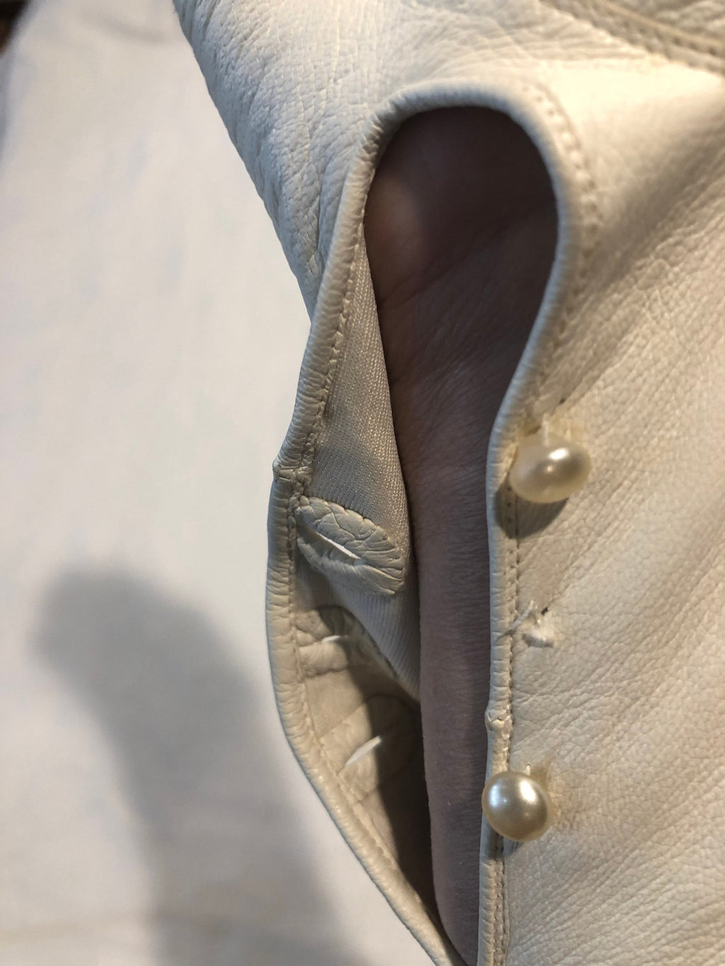 White Formal Length Leather Gloves