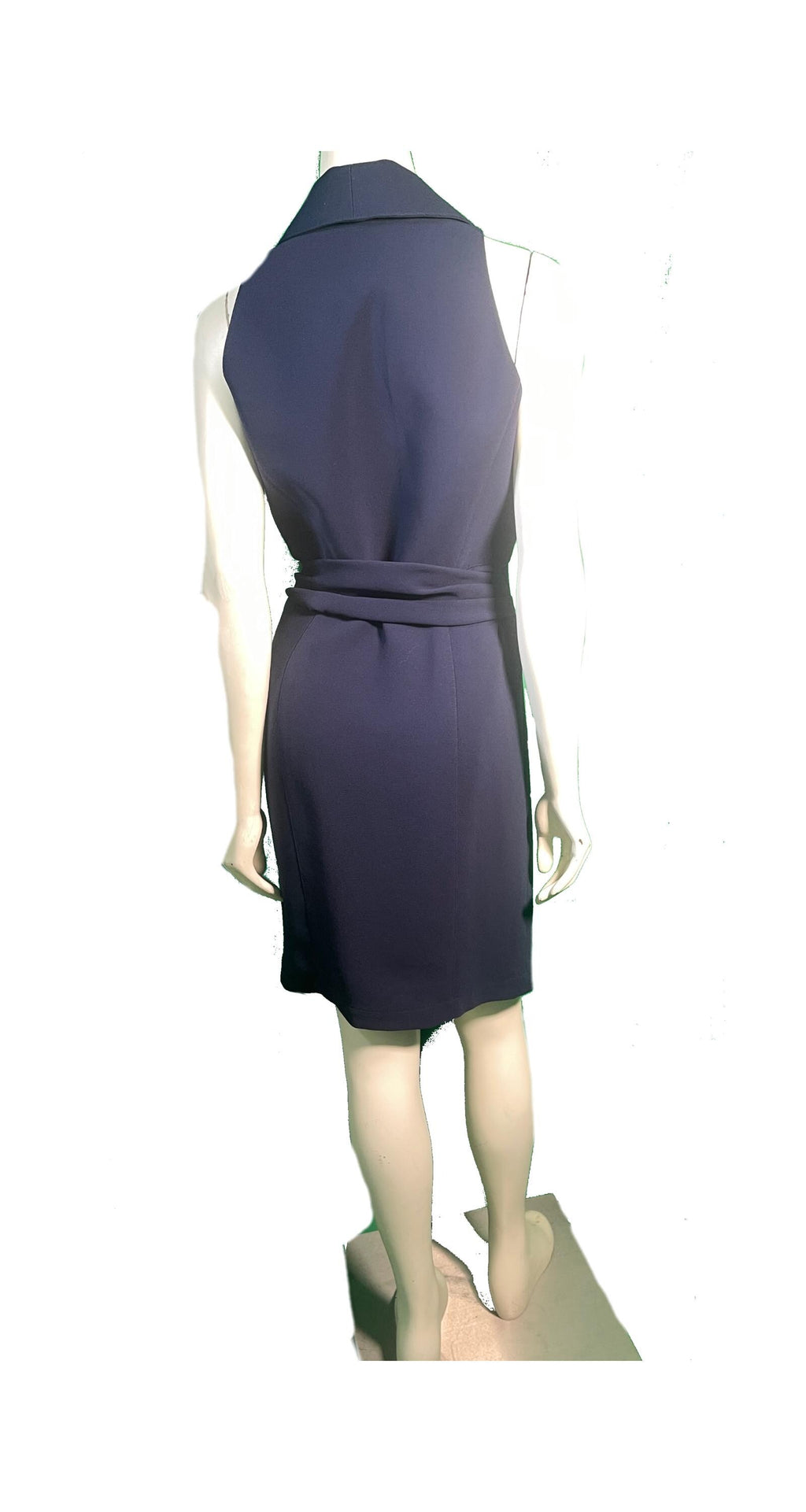 Thierry Mugler 1990s Navy Sleeveless Wrap Dress