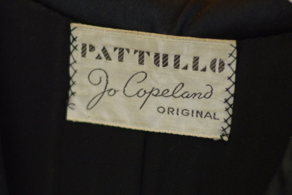 1970 Black Silk Satin Evening Coat by Jo Patullo