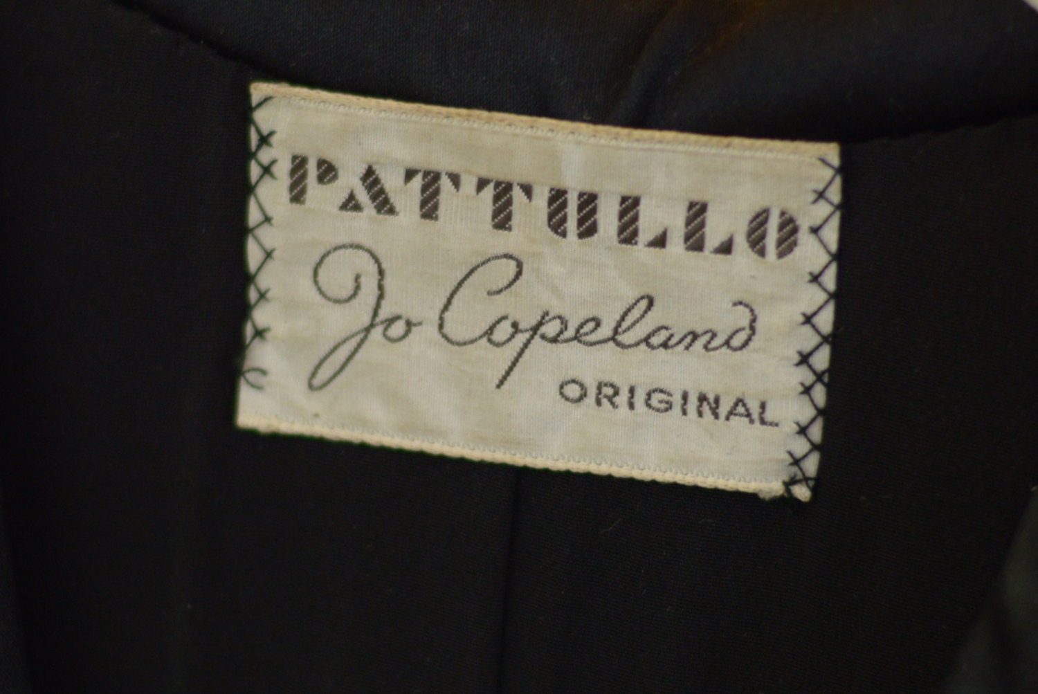 1970 Black Silk Satin Evening Coat by Jo Patullo