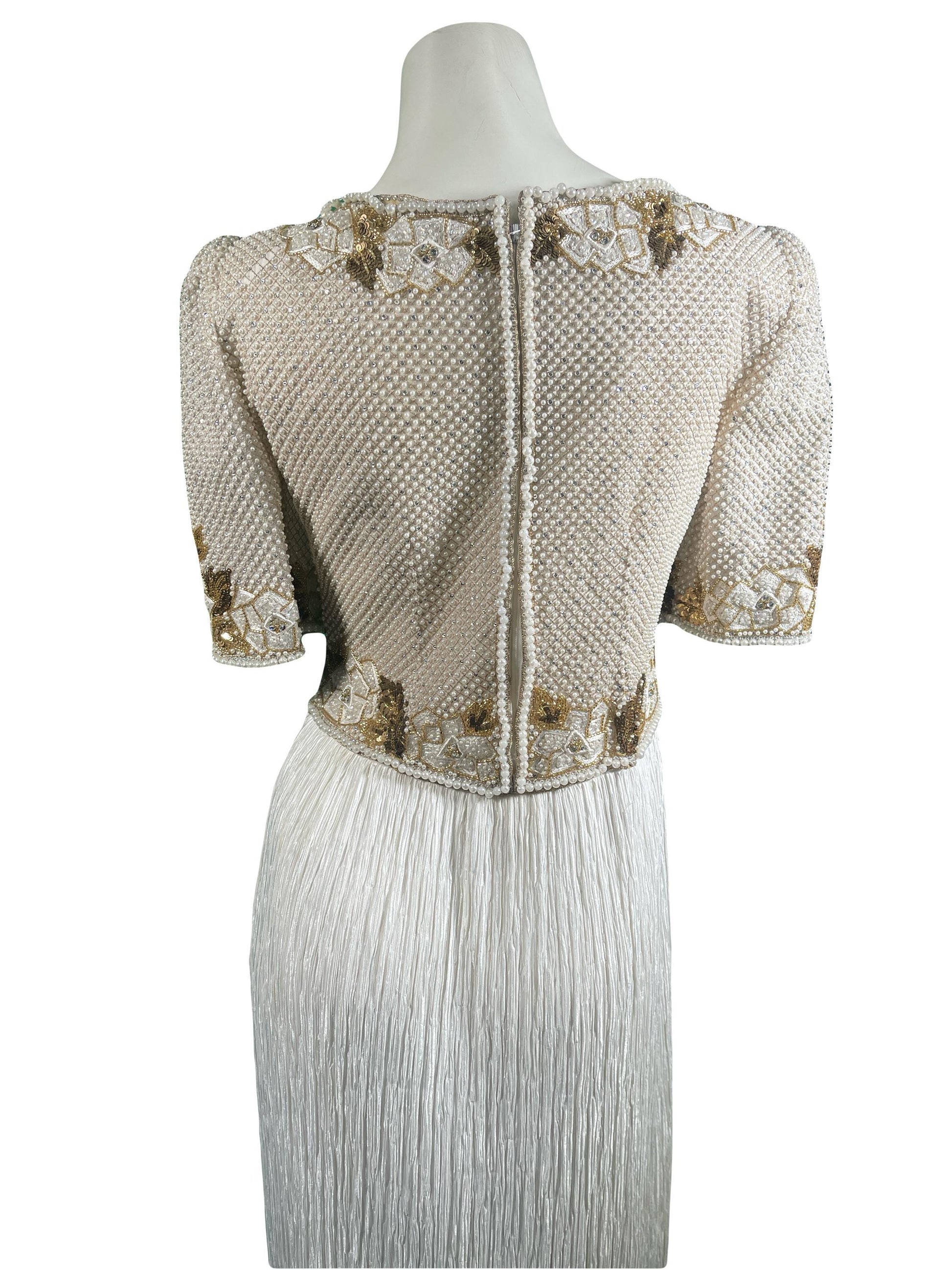 Mary McFadden Beaded Pleated Dress 1980