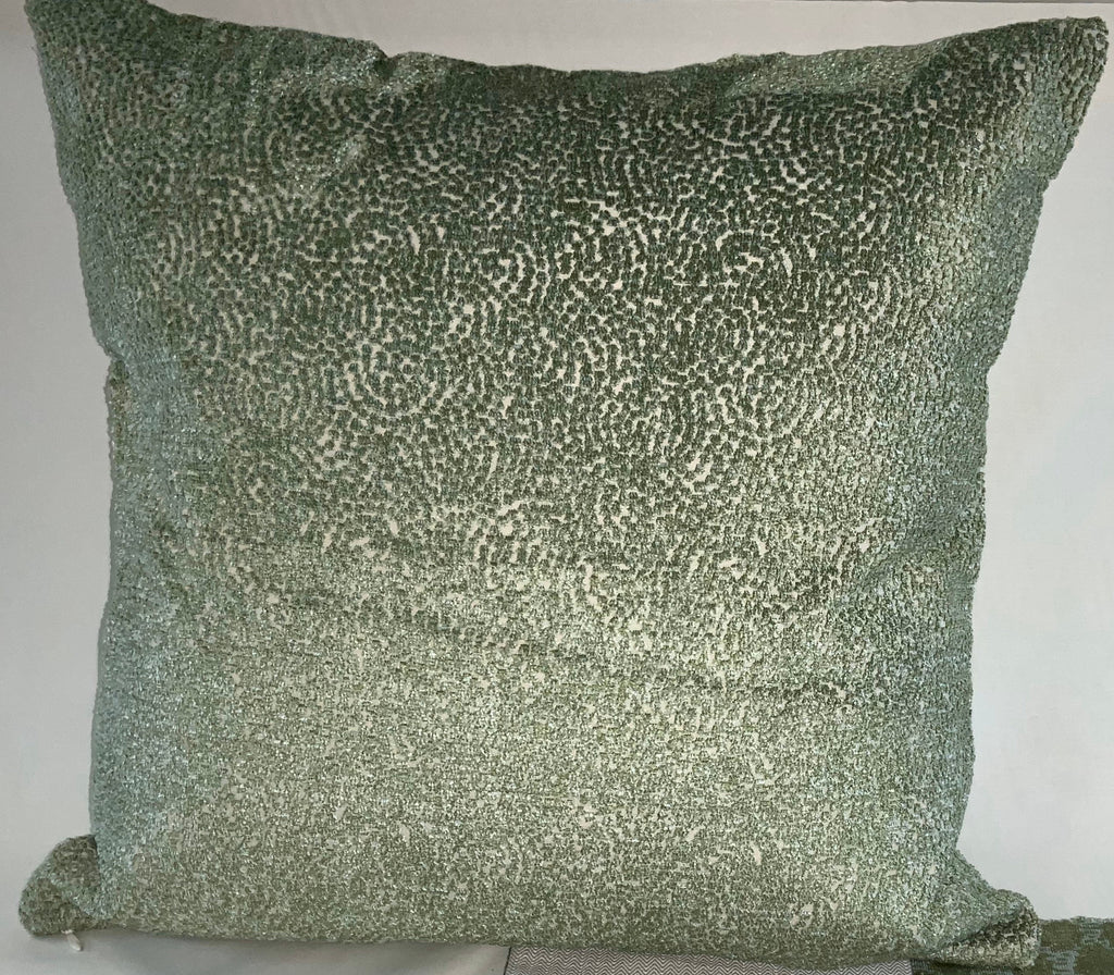 Pillow Cover, Set Of 2, Green Stripe & Bursts Center, Zig Zag Pattern Sides
