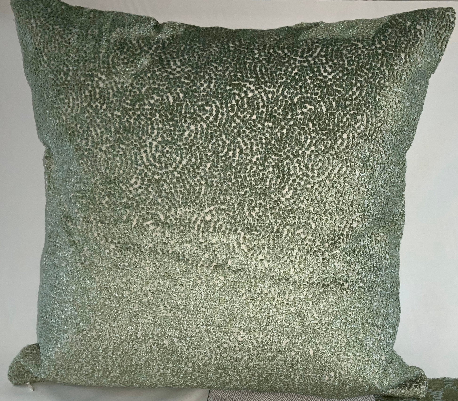 Pillow Cover, Set Of 2, Green Stripe & Bursts Center, Zig Zag Pattern Sides