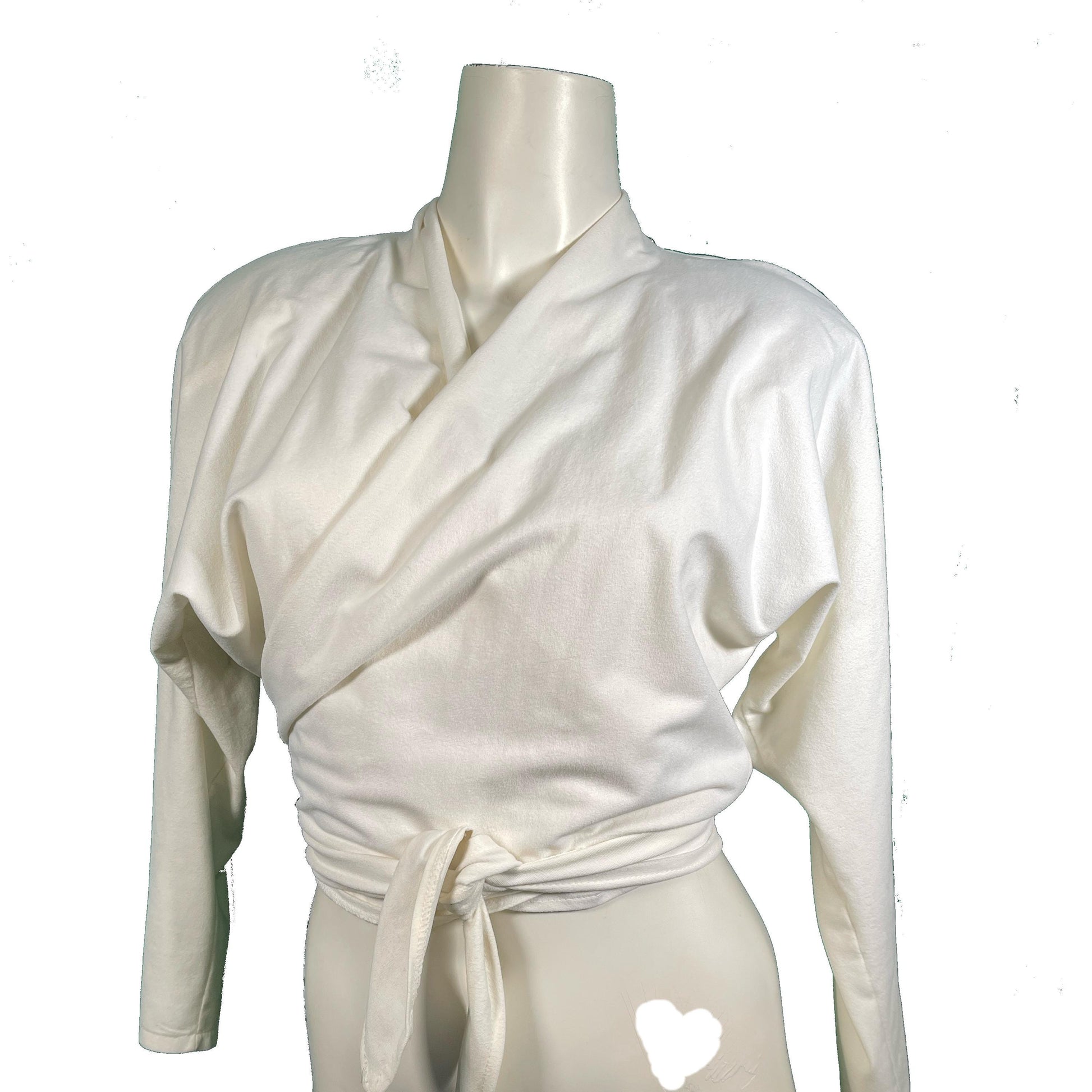 90s Cotton Knit Wrap Top, Leather Epaulettes,Cut-out Back