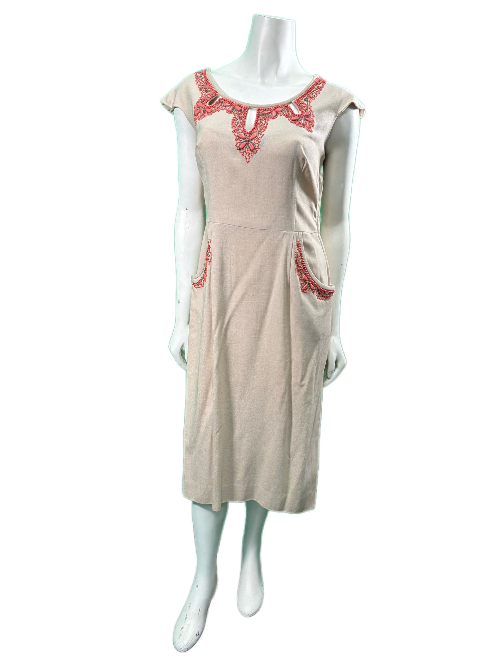 Handmade Dress with Salmon Colored Beading