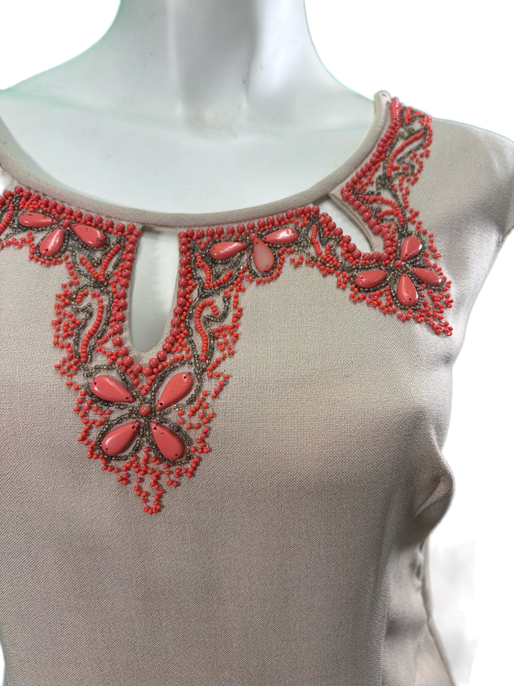 Handmade Dress with Salmon Colored Beading