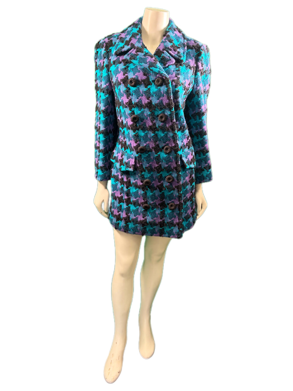 Purple, Teal, and Black Handmade Coat