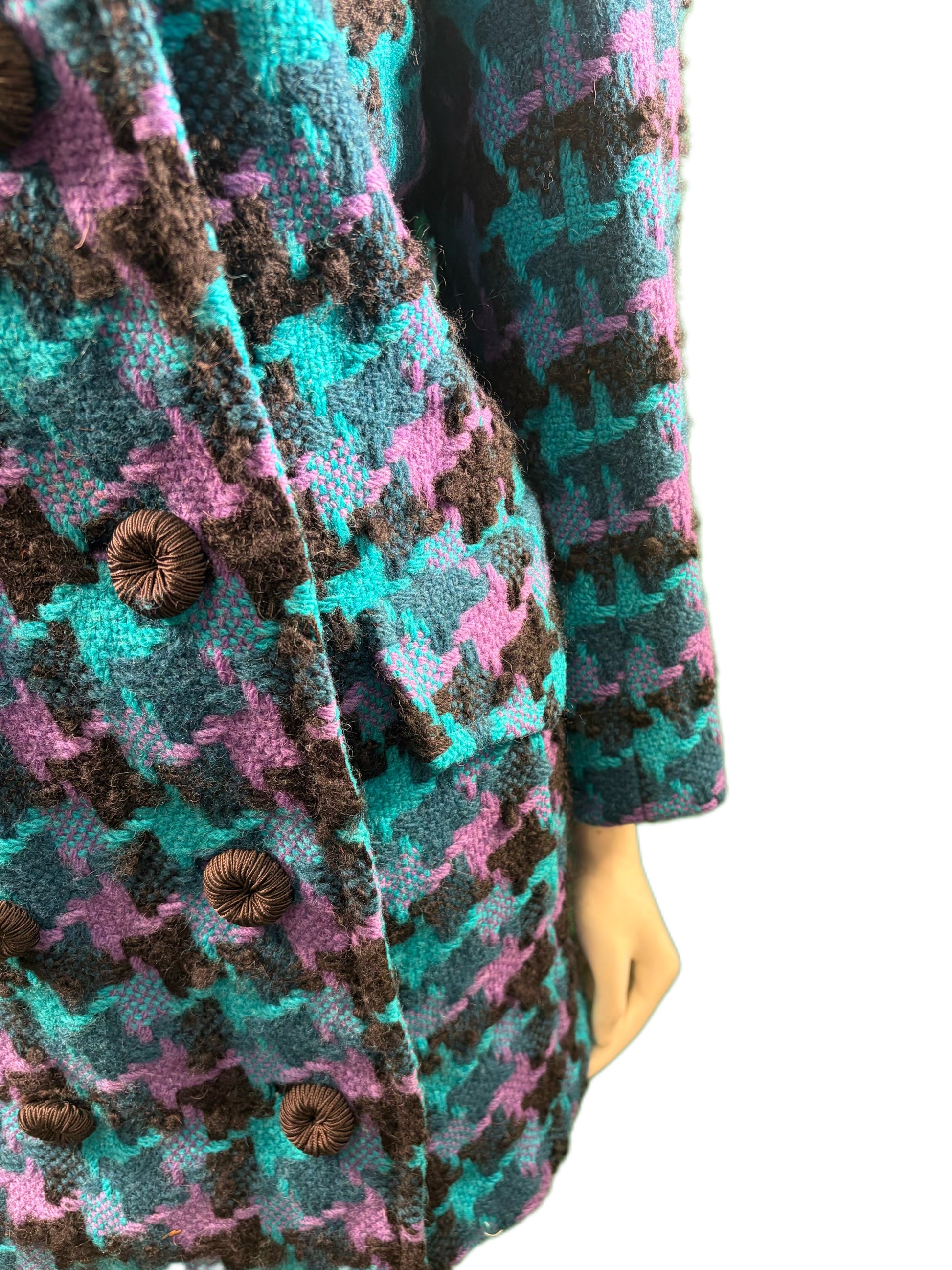 Purple, Teal, and Black Handmade Coat