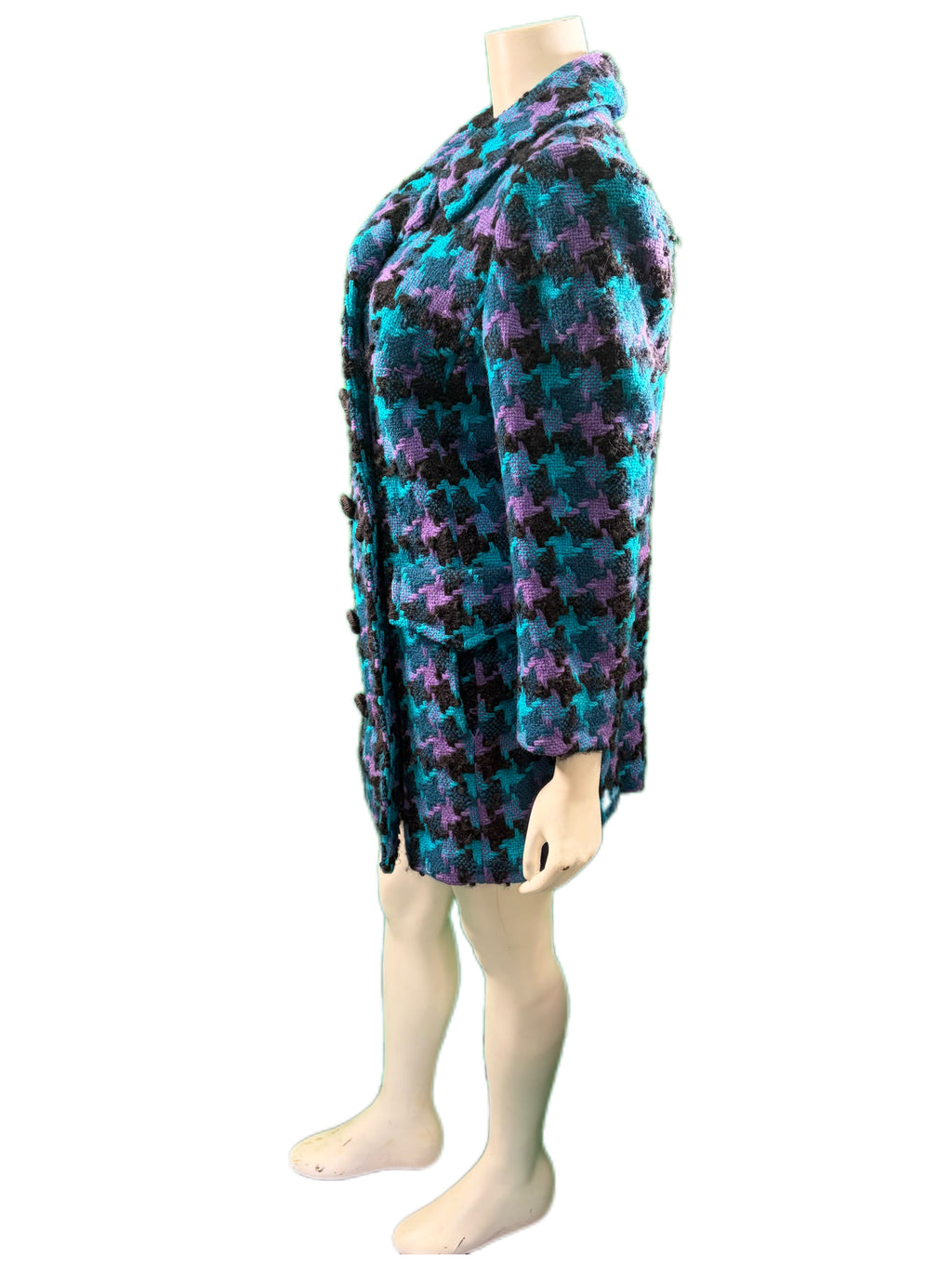 Purple, Teal, and Black Handmade Coat