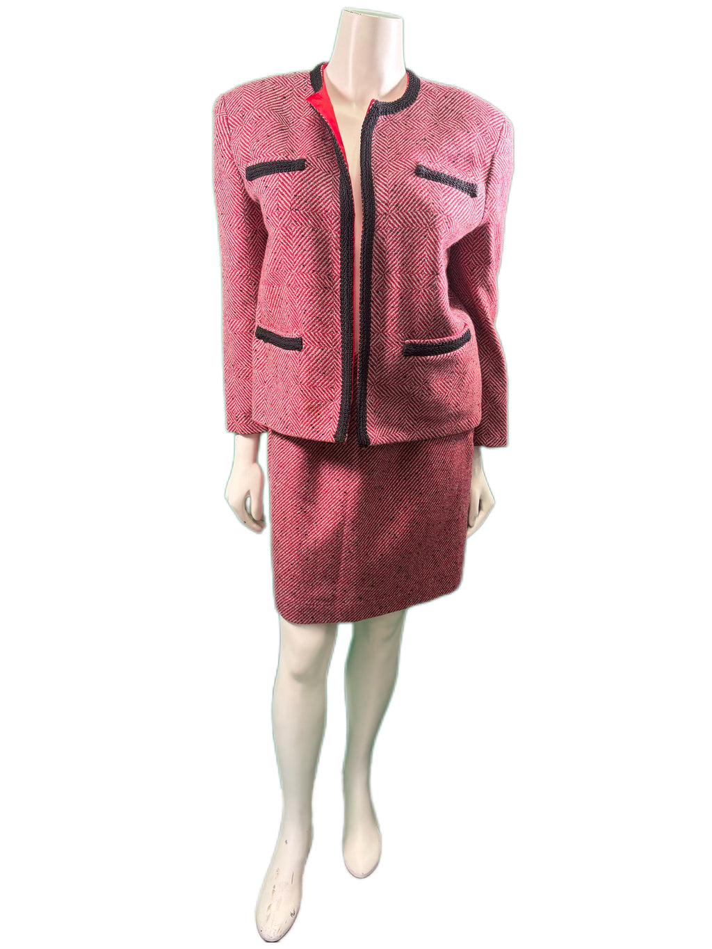 Handmade Red, White, and Black Skirt Suit