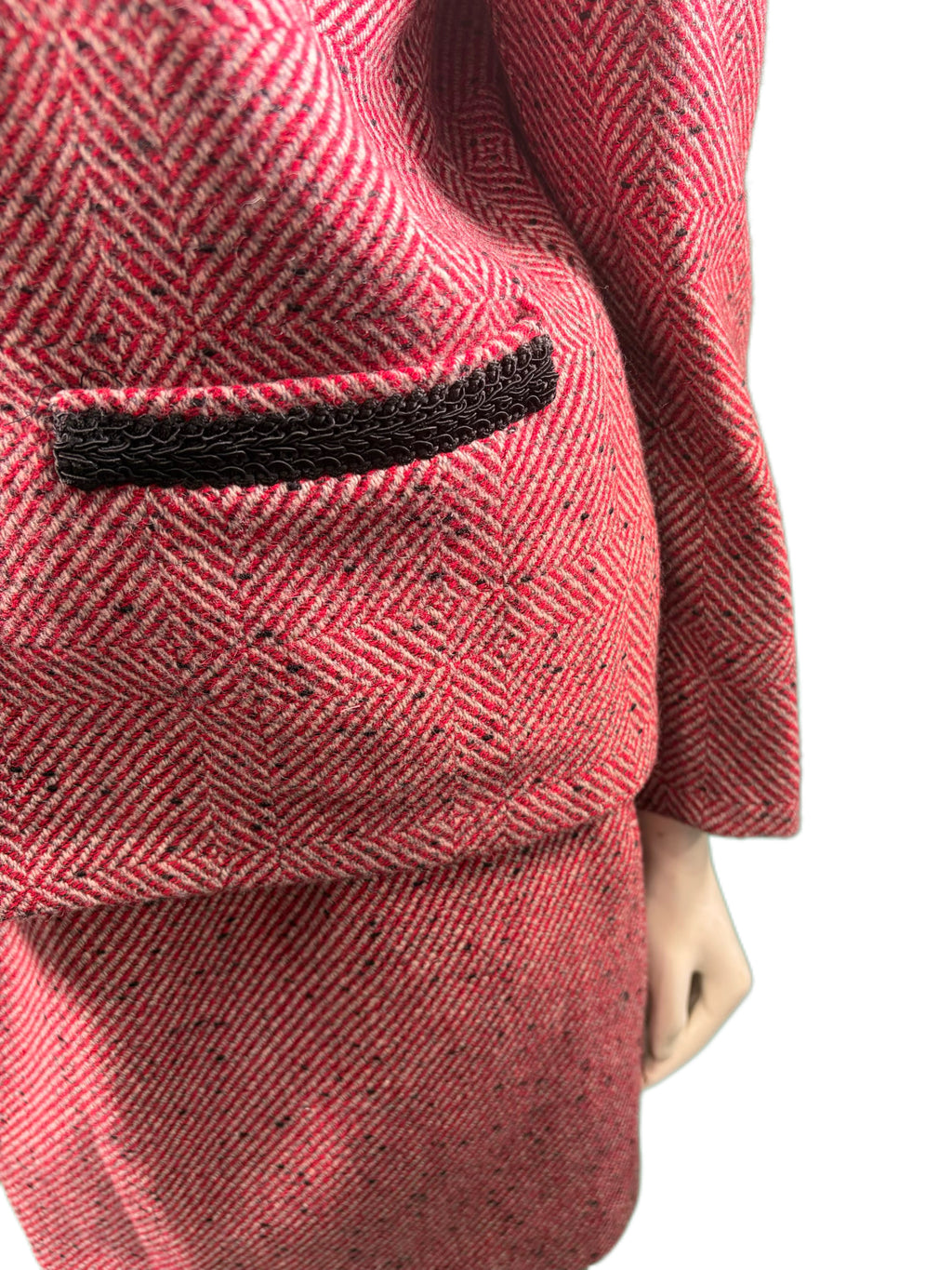 Handmade Red, White, and Black Skirt Suit