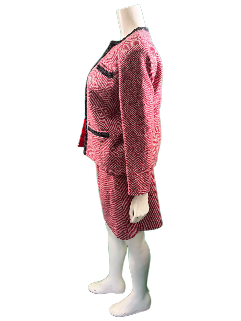 Handmade Red, White, and Black Skirt Suit