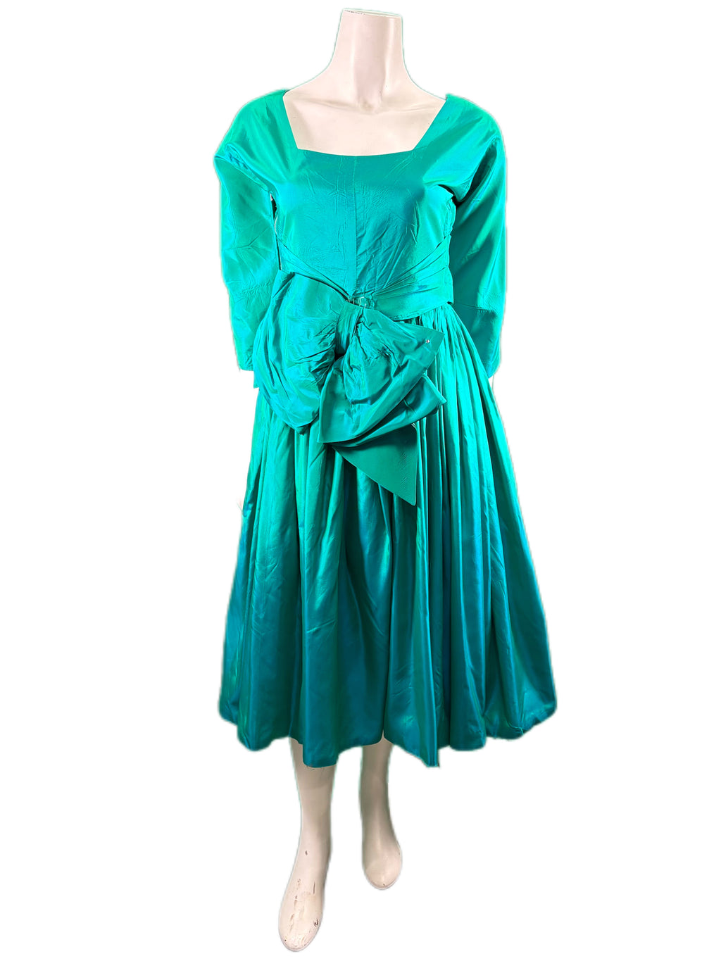 Iridescent Teal Silk Dress