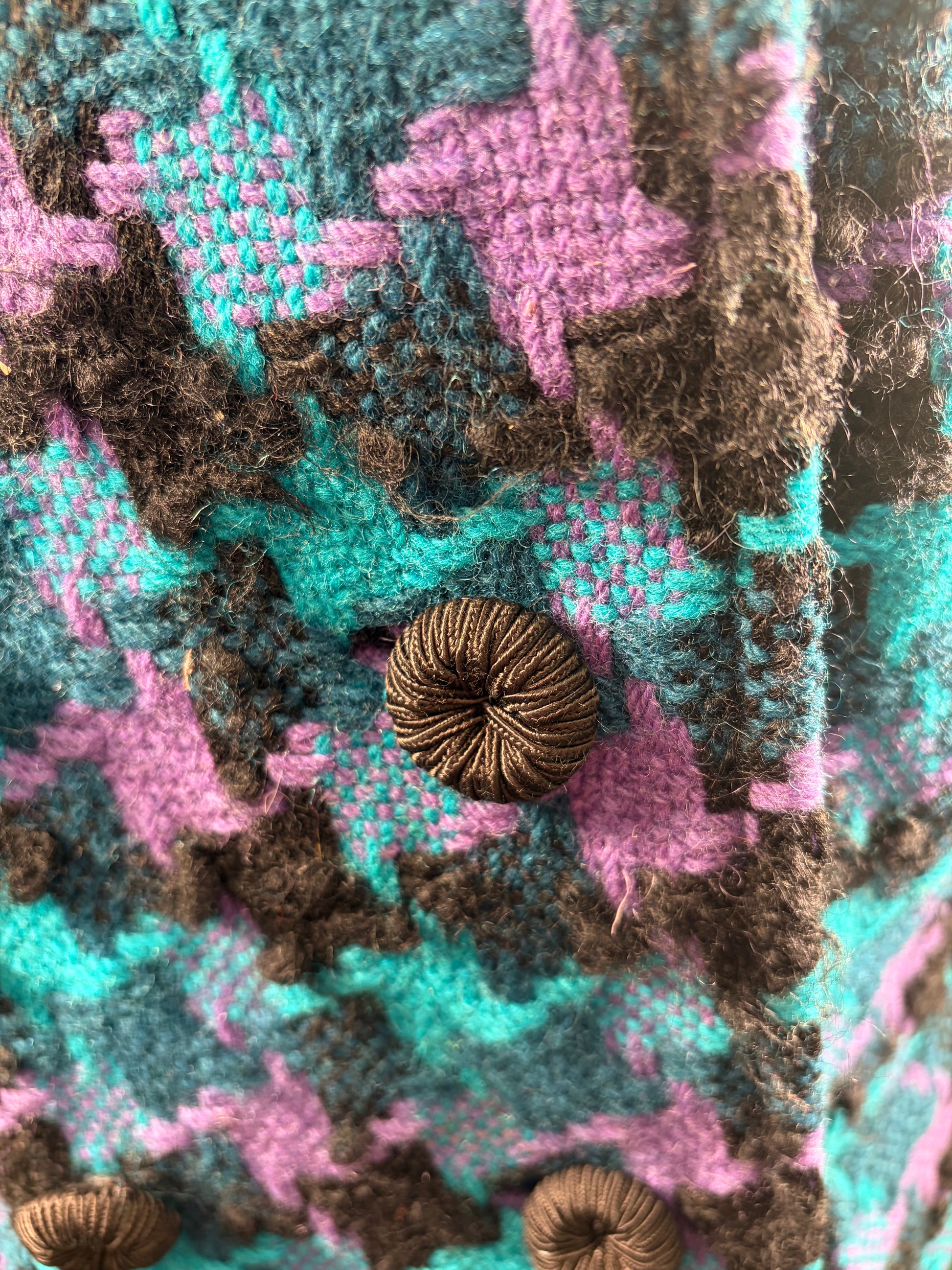 Purple, Teal, and Black Handmade Coat