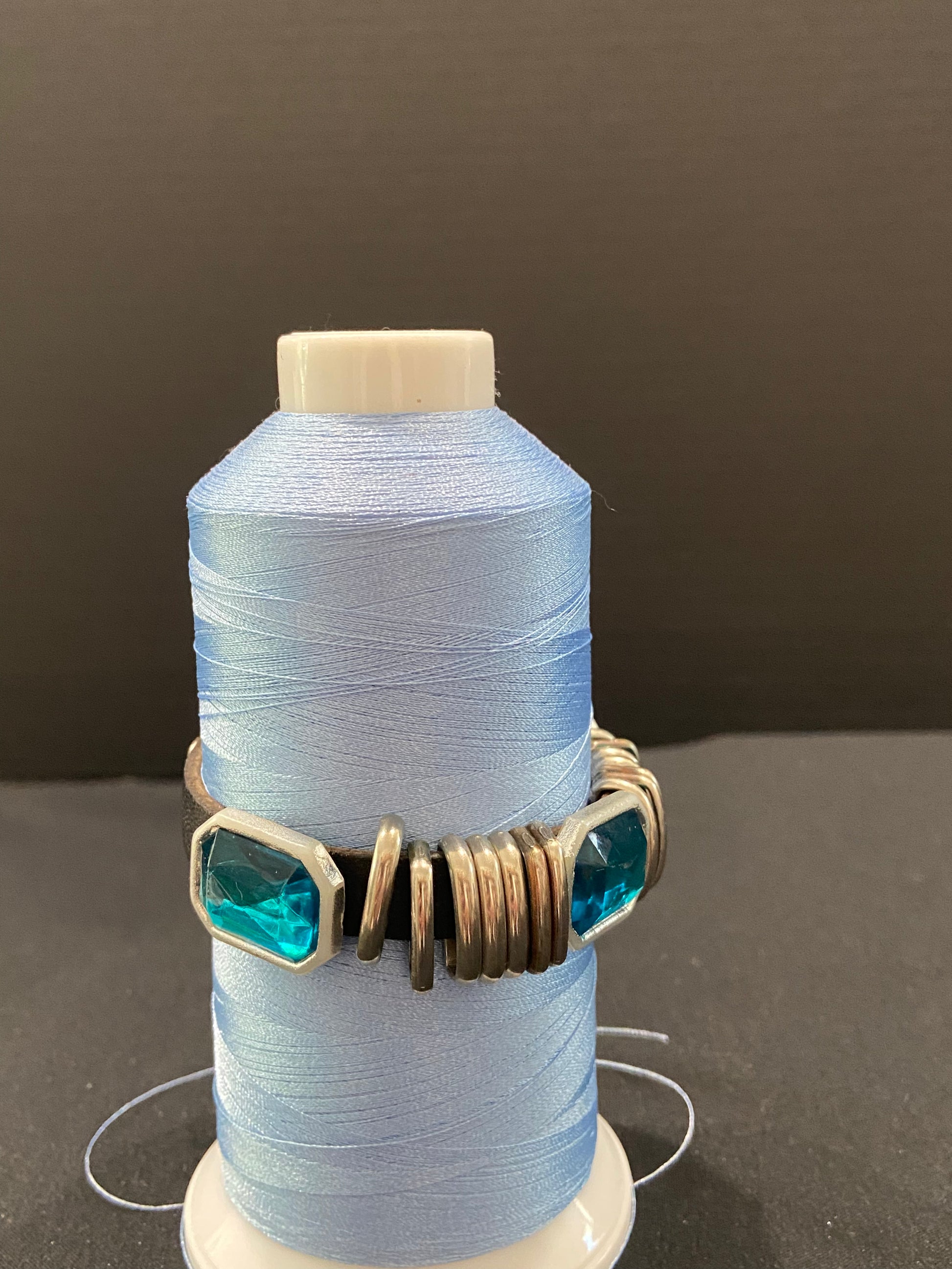 Leather Wristband with Turquoise Stones